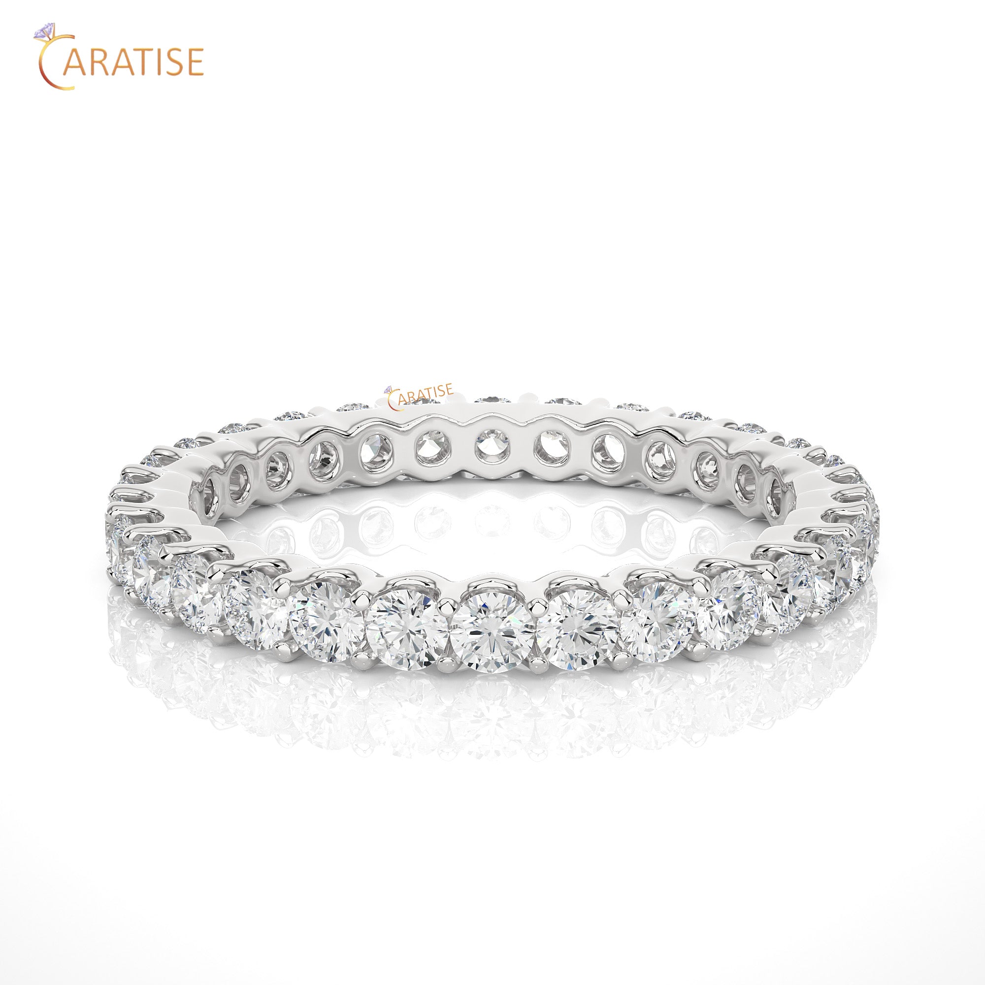 1.20 TDW Round Cut Moissanite Diamond Full Eternity Band 925 Silver