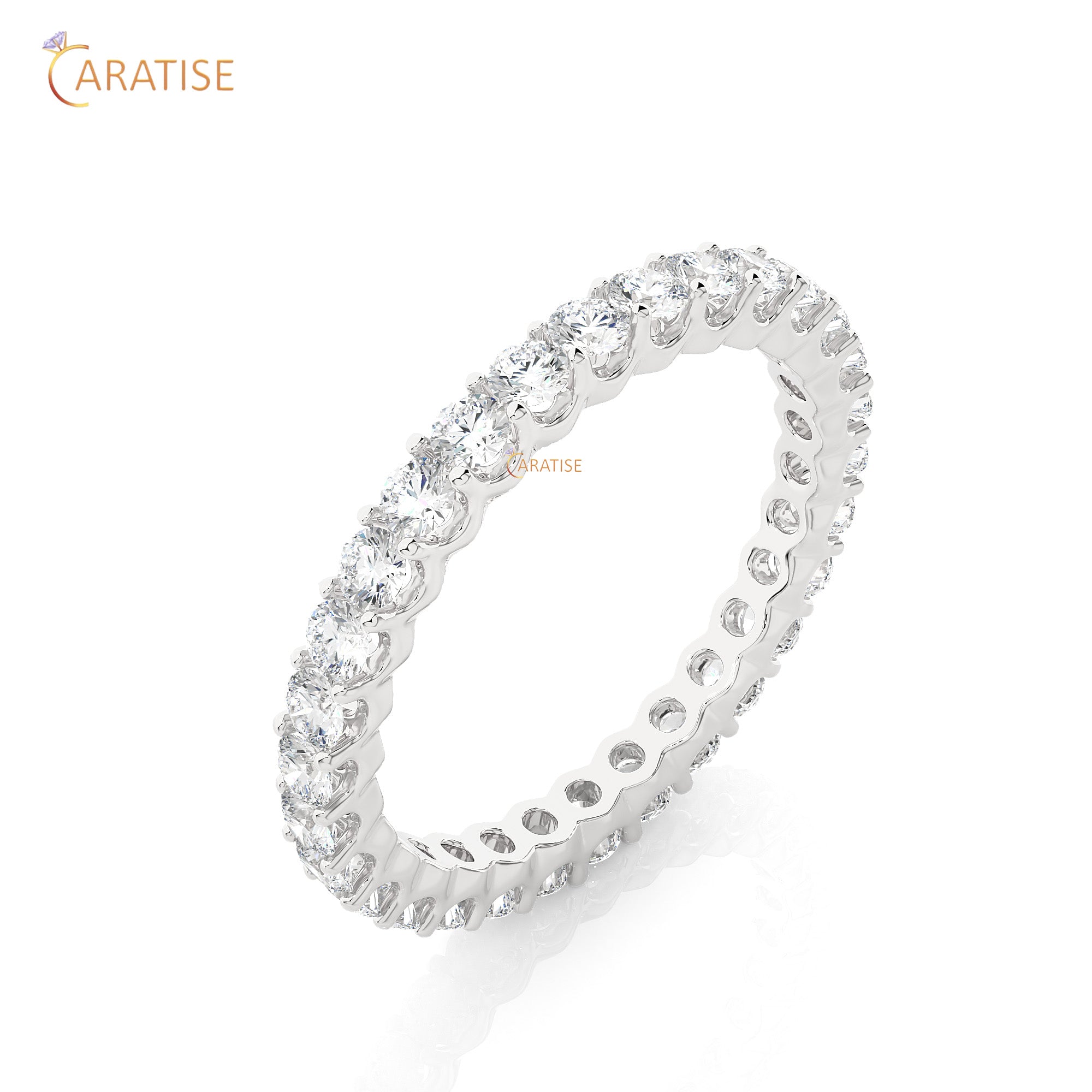 1.20 TDW Round Cut Moissanite Diamond Full Eternity Band 925 Silver