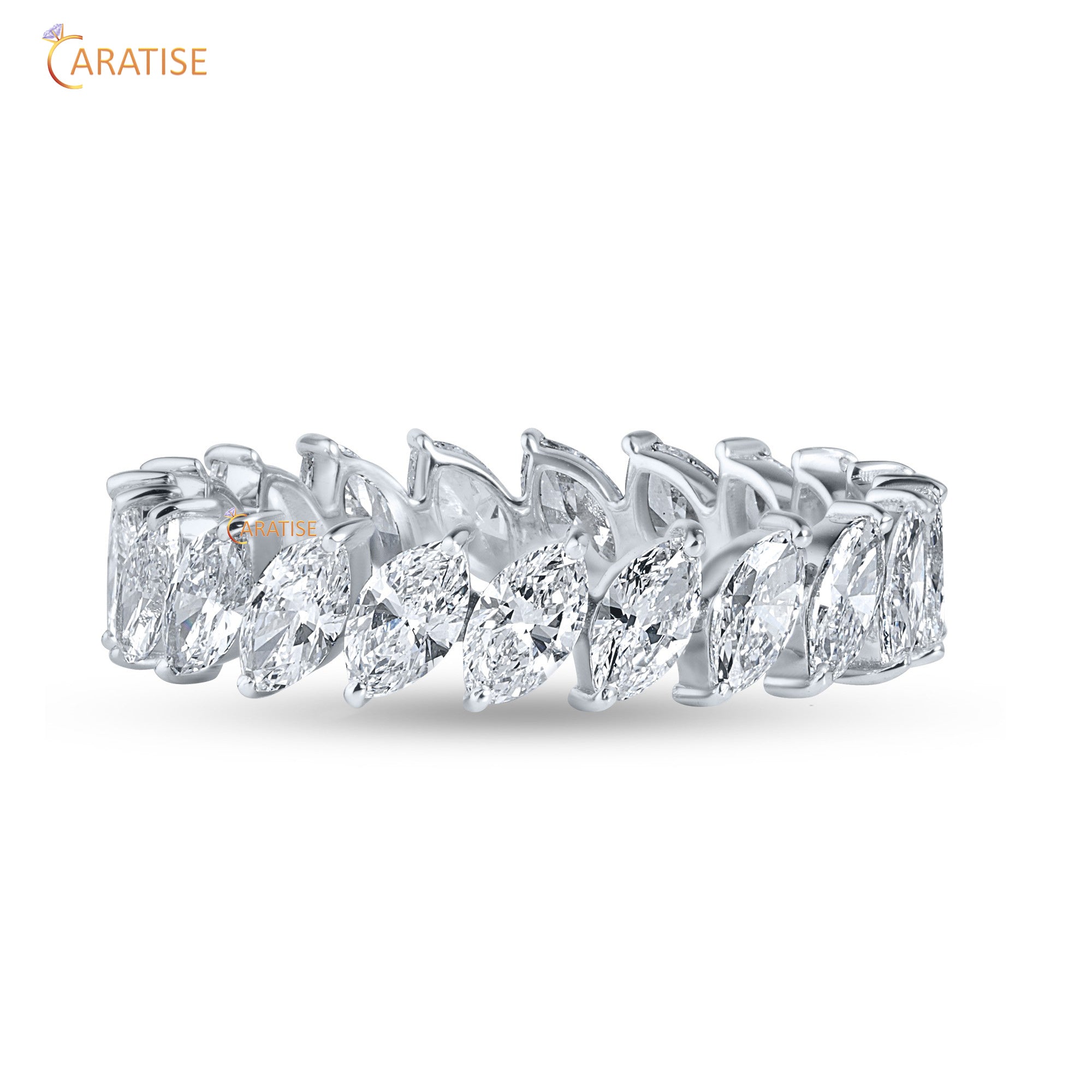 1.84 TDW Marquise Cut Mossiante Diamond Eternity Band 925 Silver