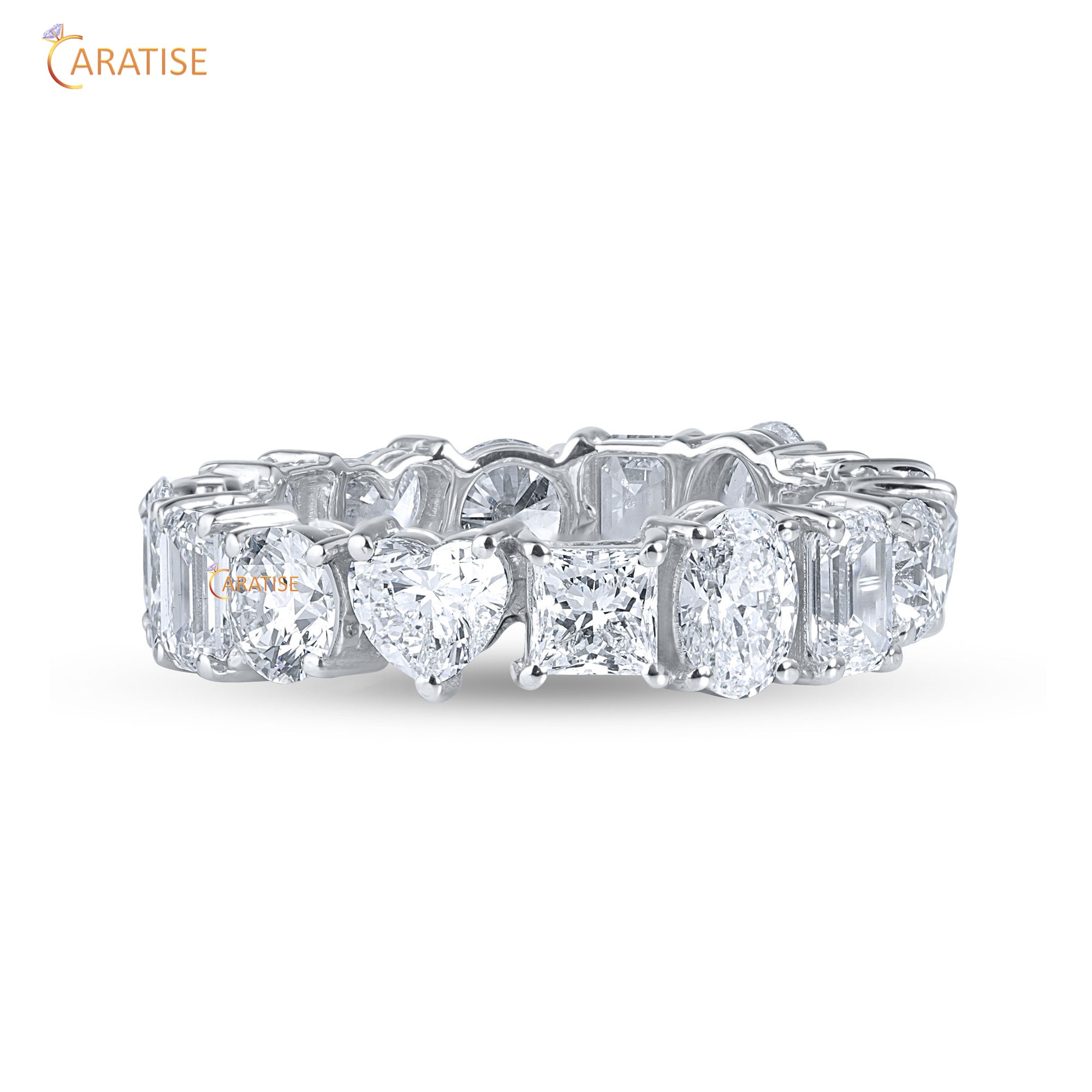 4.58 TDW Multi Cut Mossiante Diamond Eternity Band 925 Silver