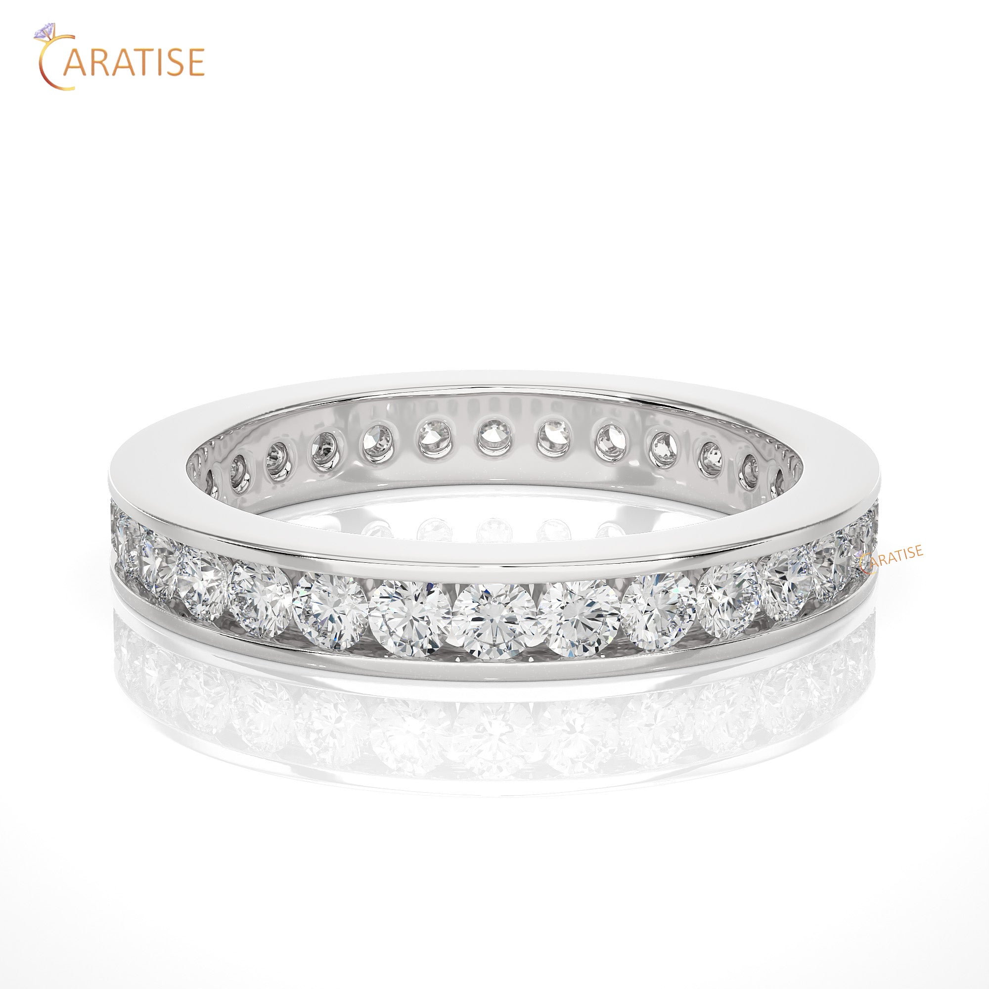 1.20 TDW Round Cut Moissanite Diamond Full Eternity Band 925 Silver