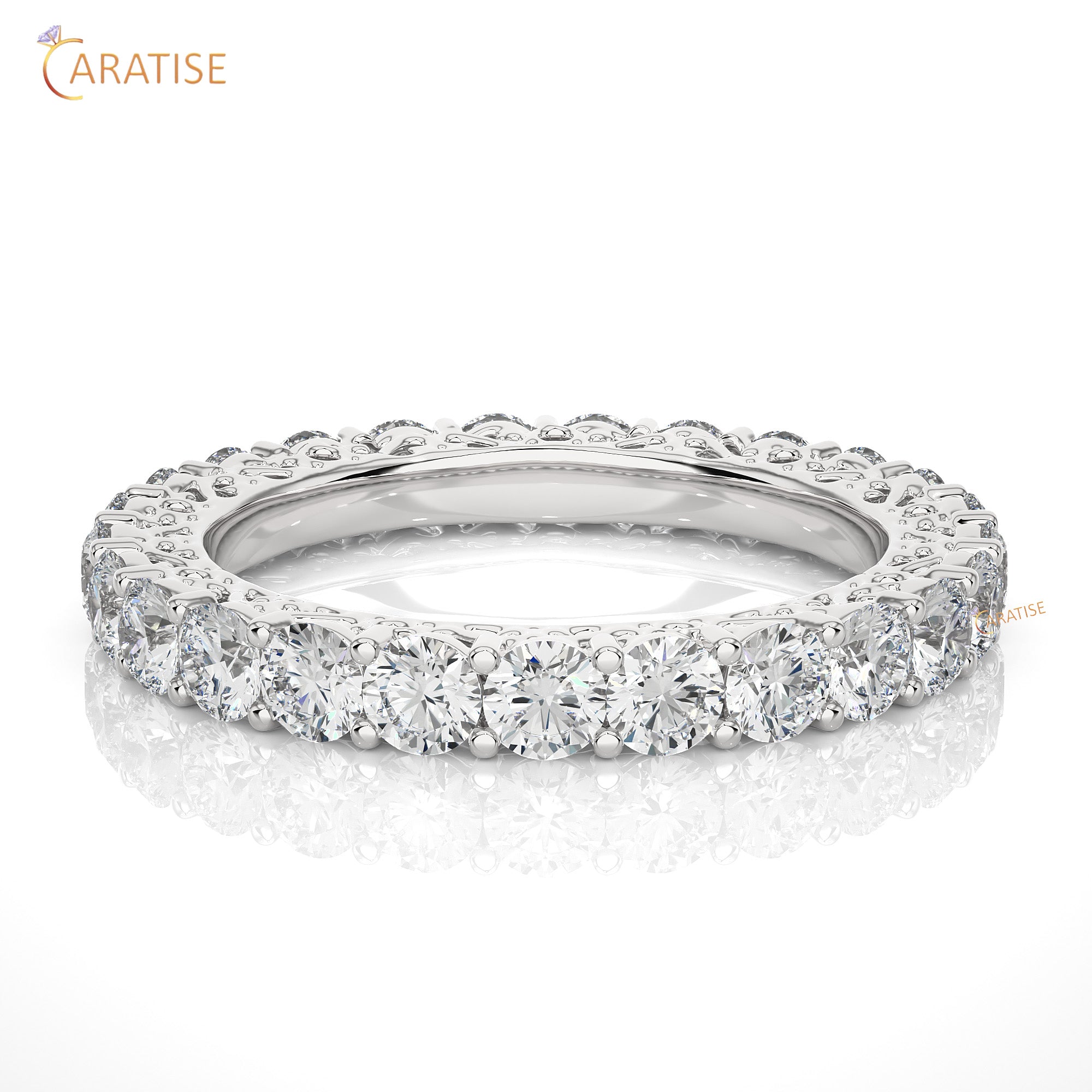 2.28 TDW Round Cut Moissanite Diamond Full Eternity Band 925 Silver