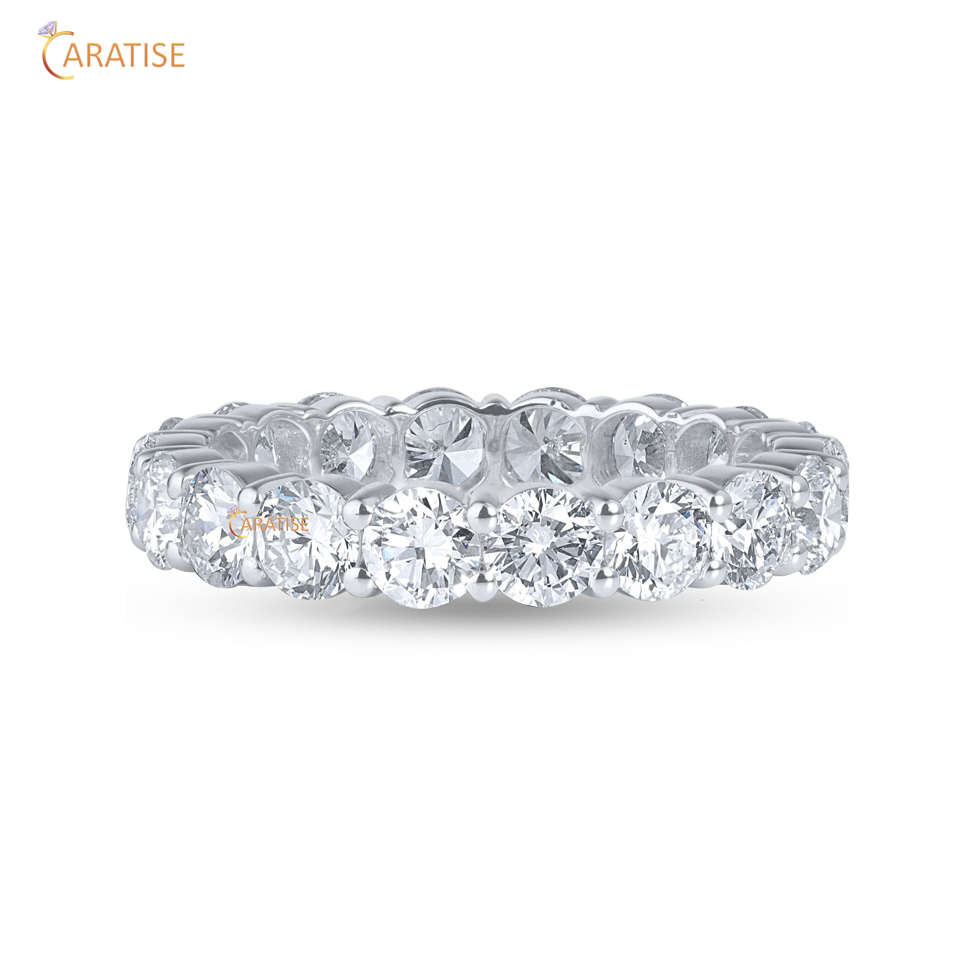 3.40 TDW Round Cut Moissanite Diamond Eternity Band 925 Silver