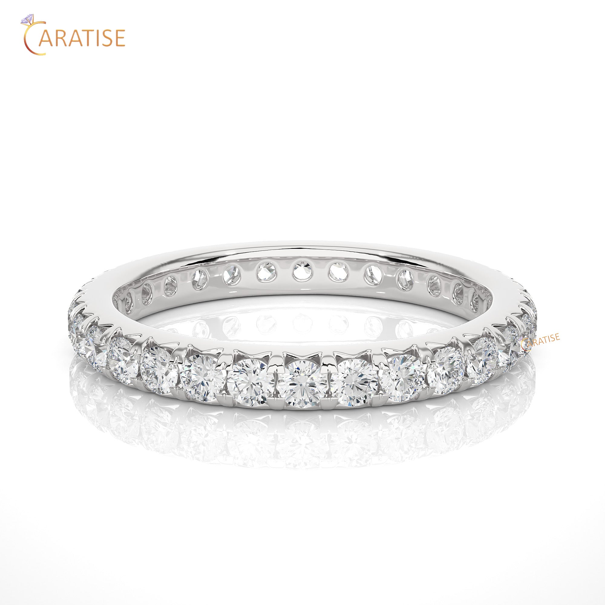 1.04 TDW Round Cut Moissanite Diamond Full Eternity Band 925 Silver