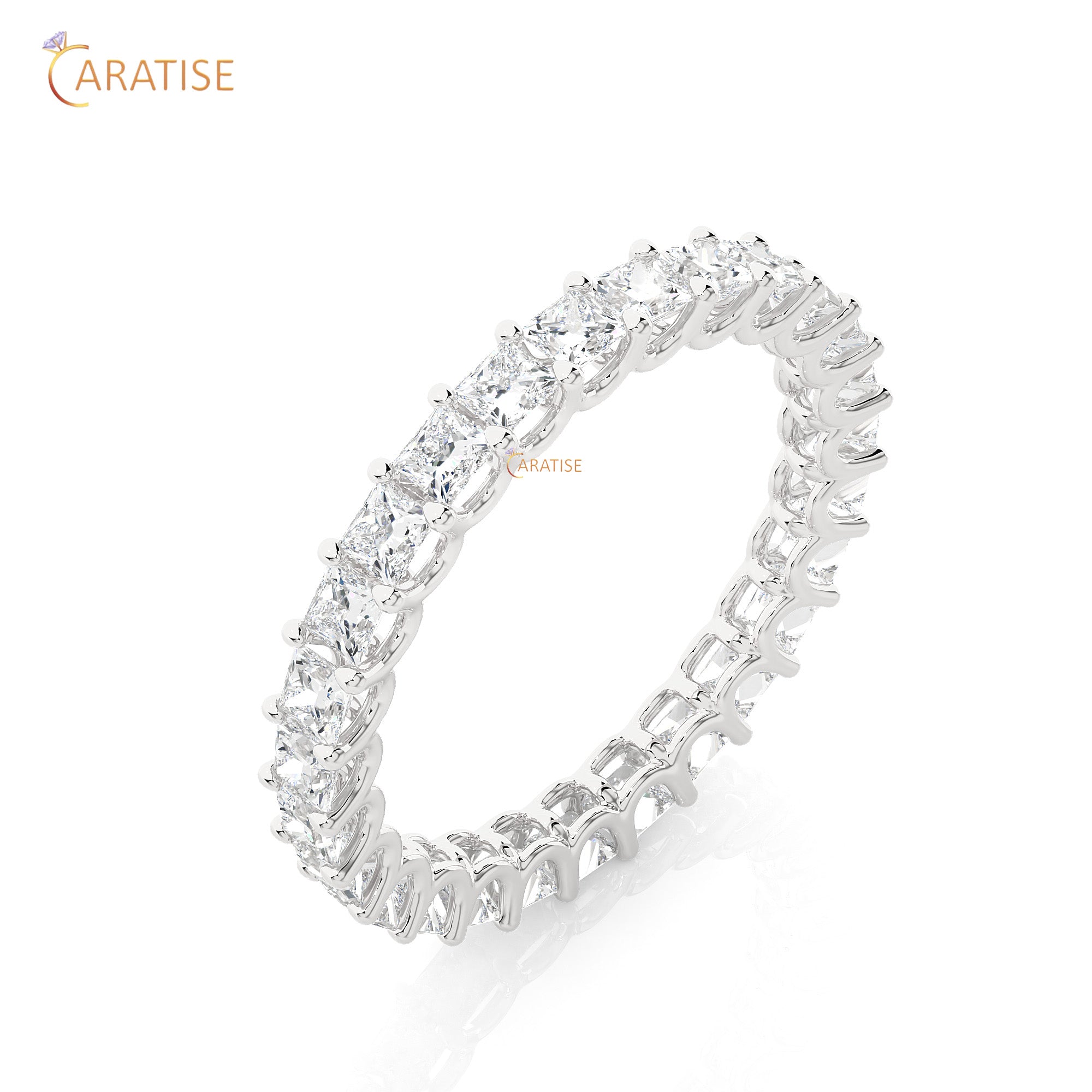 1.93 TDW Princess Cut Moissanite Diamond Full Eternity Band 925 Silver