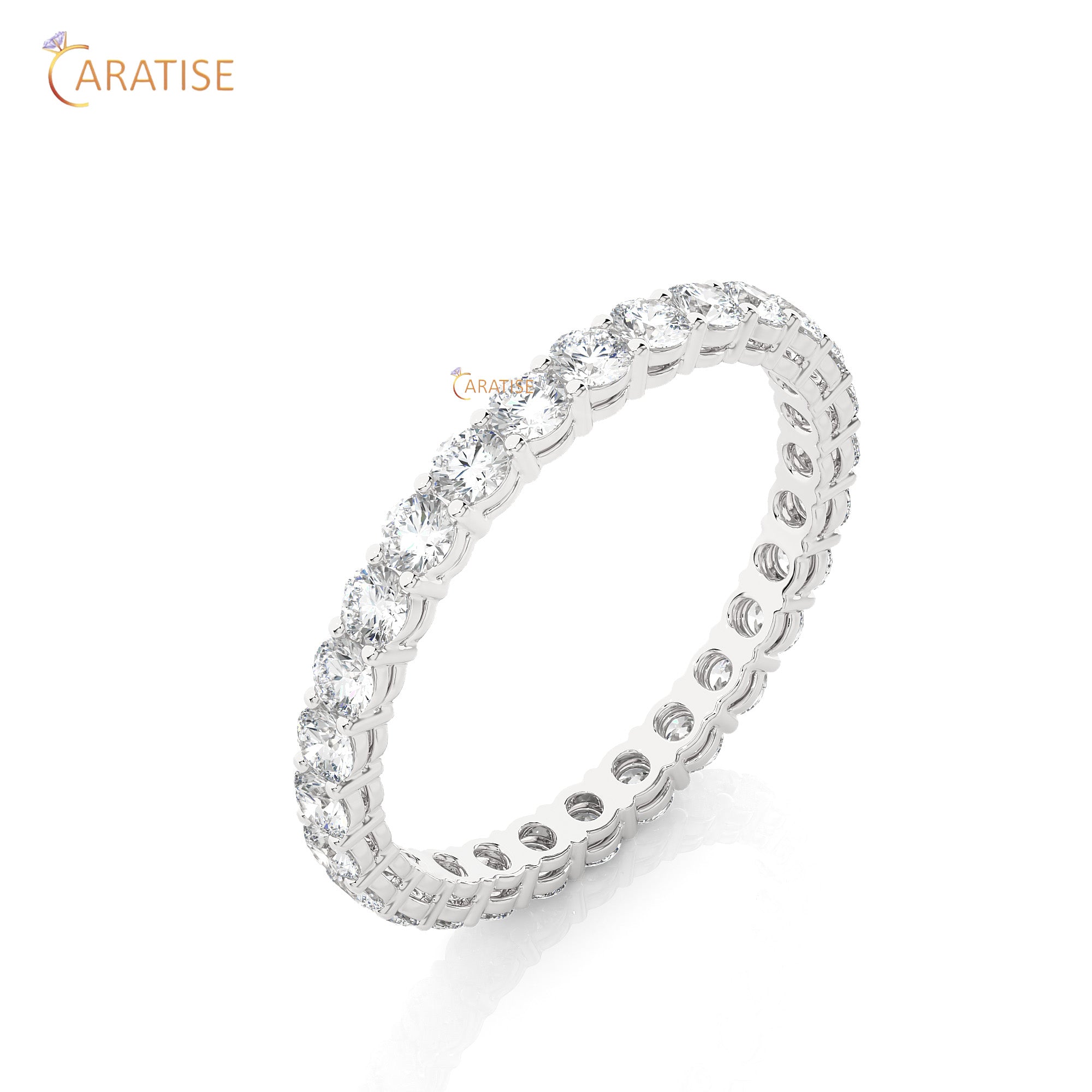 1.12 TDW Round Cut Diamond Full Eternity Band 925 Silver