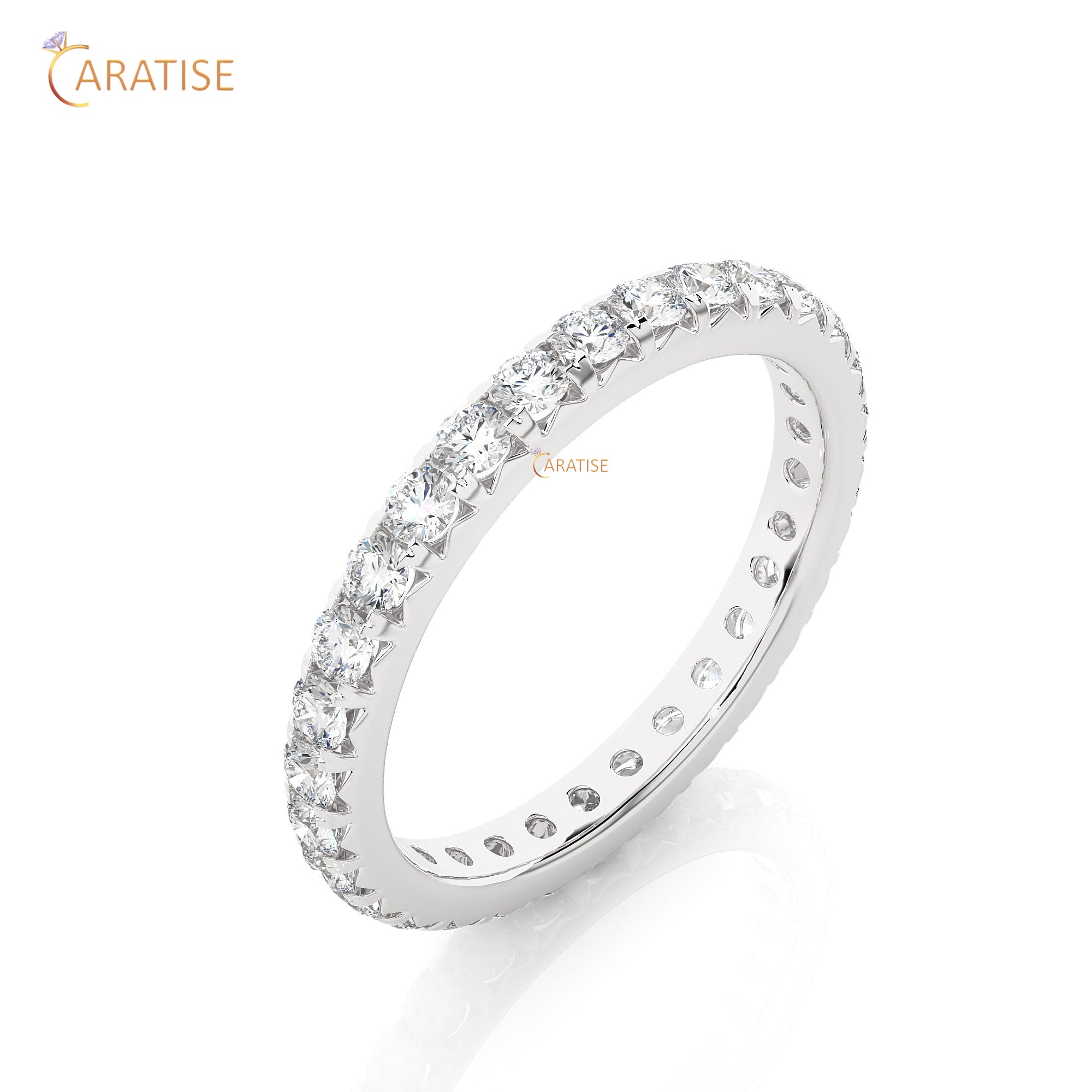 1.04 TDW Round Cut Moissanite Diamond Full Eternity Band 925 Silver