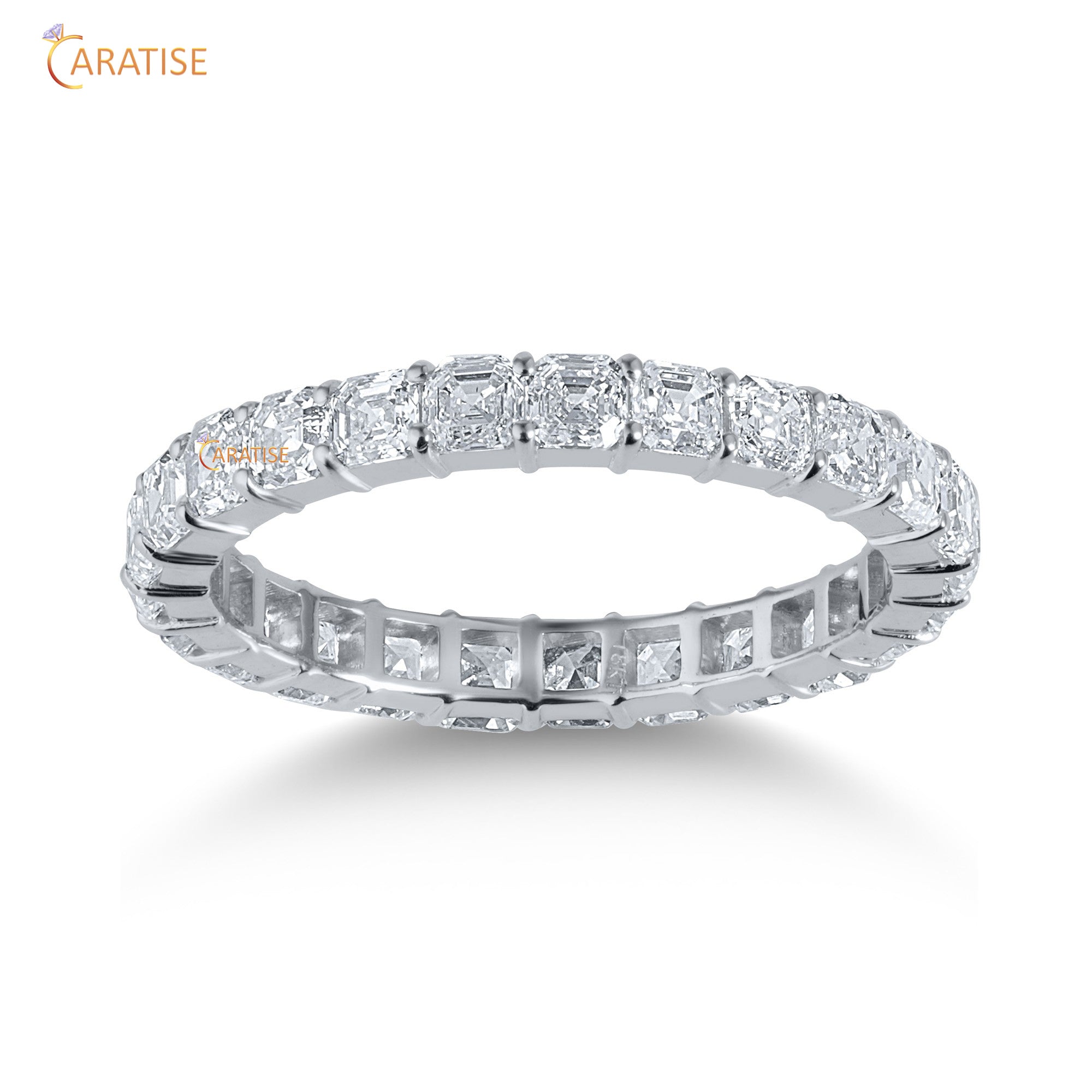 3.74 TDW Princess Cut Moissanite Diamond Eternity Band 925 Silver