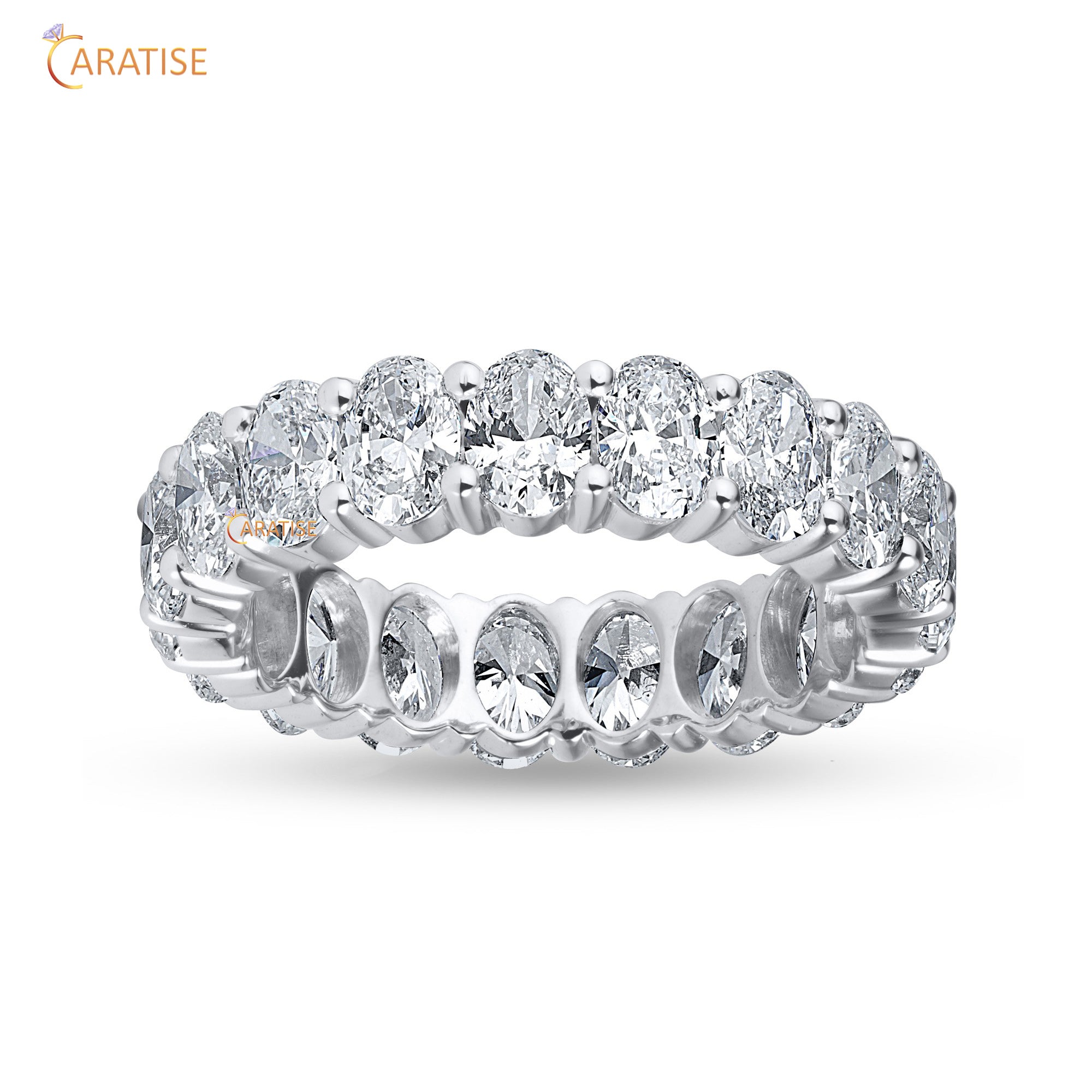3.97 TDW Round Cut Mossiante Diamond Eternity Band 925 Silver