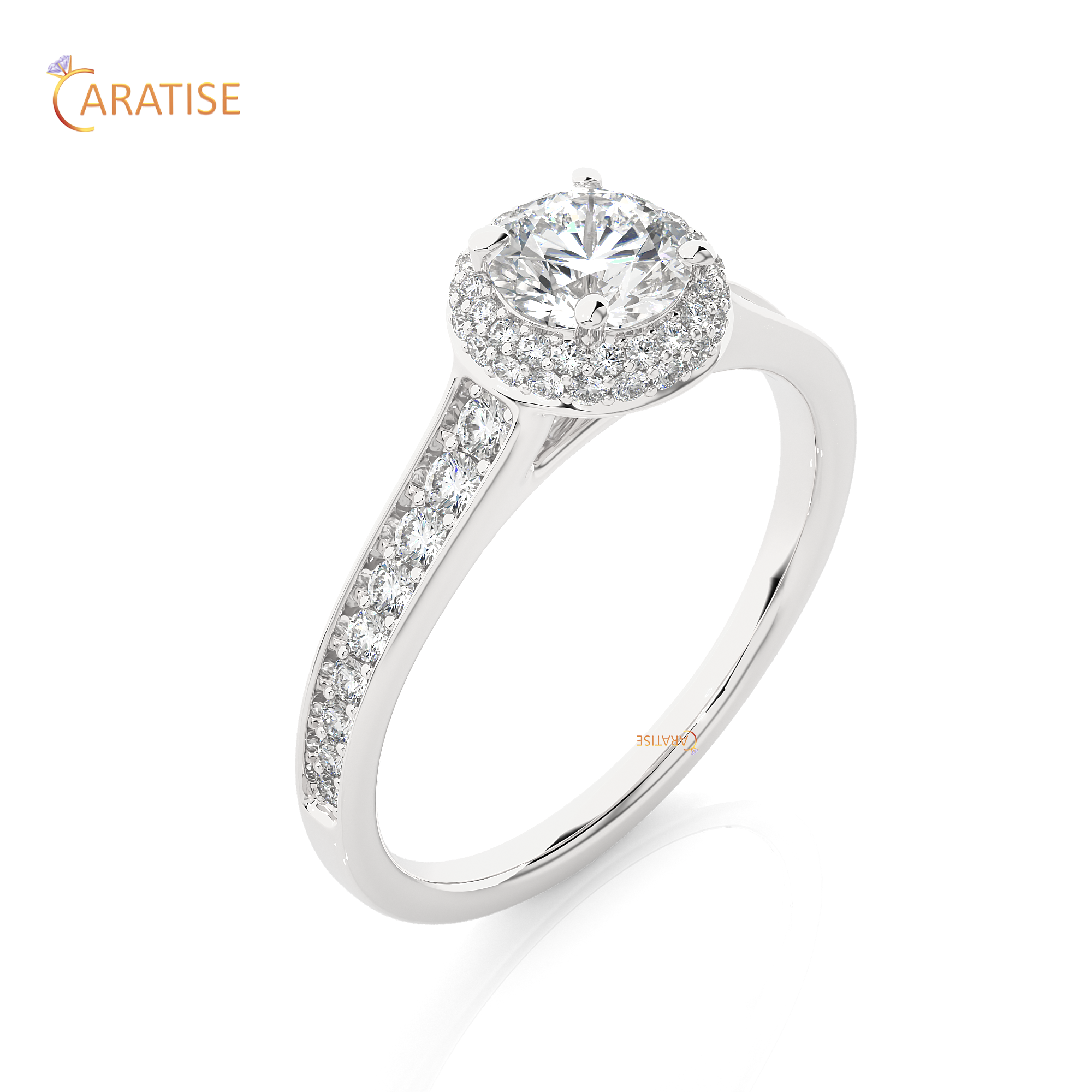 0.93 TDW Round Cut Moissanite Diamond Halo Ring 925 Silver