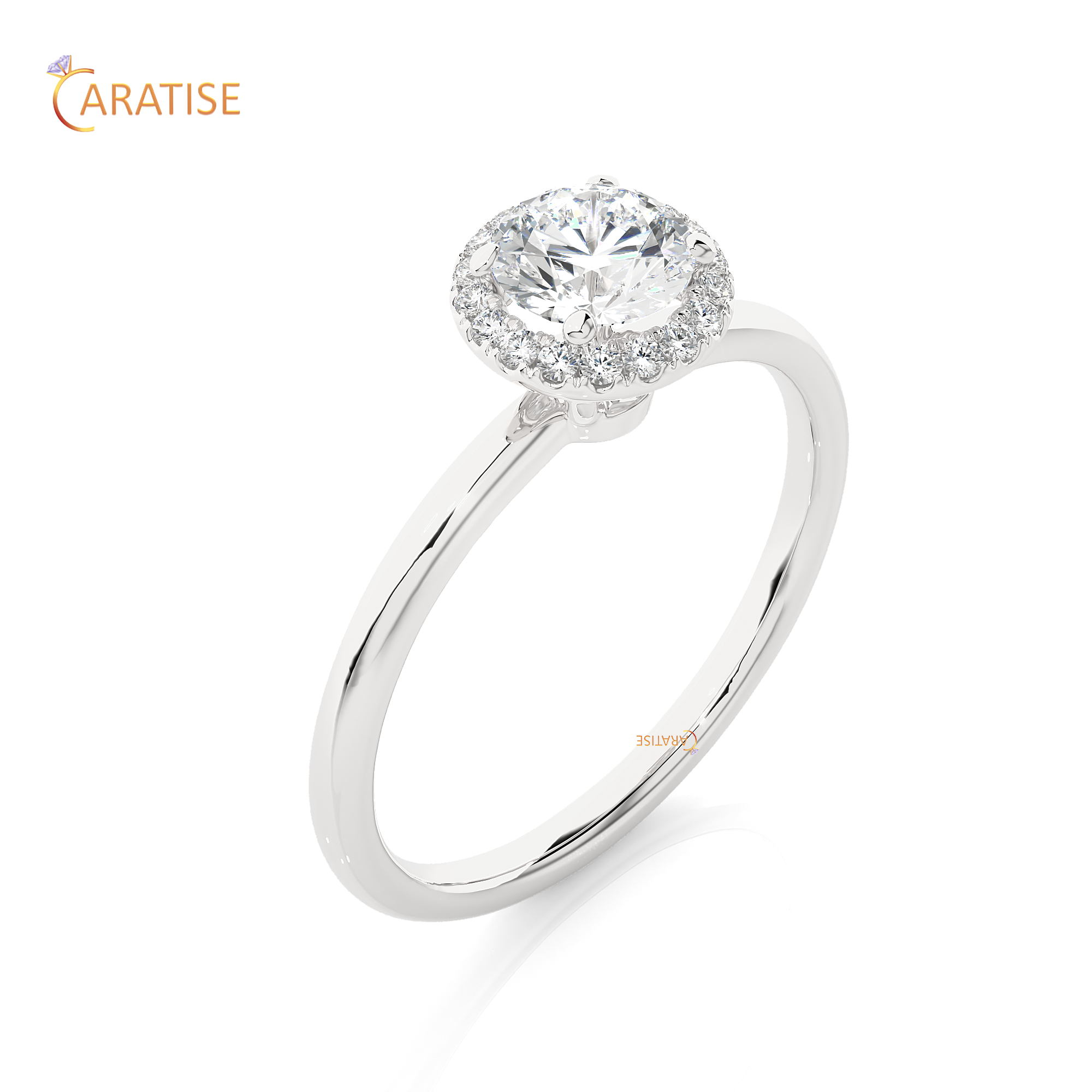 0.50 TDW Round Cut Moissanite Diamond Halo Ring 925 Silver