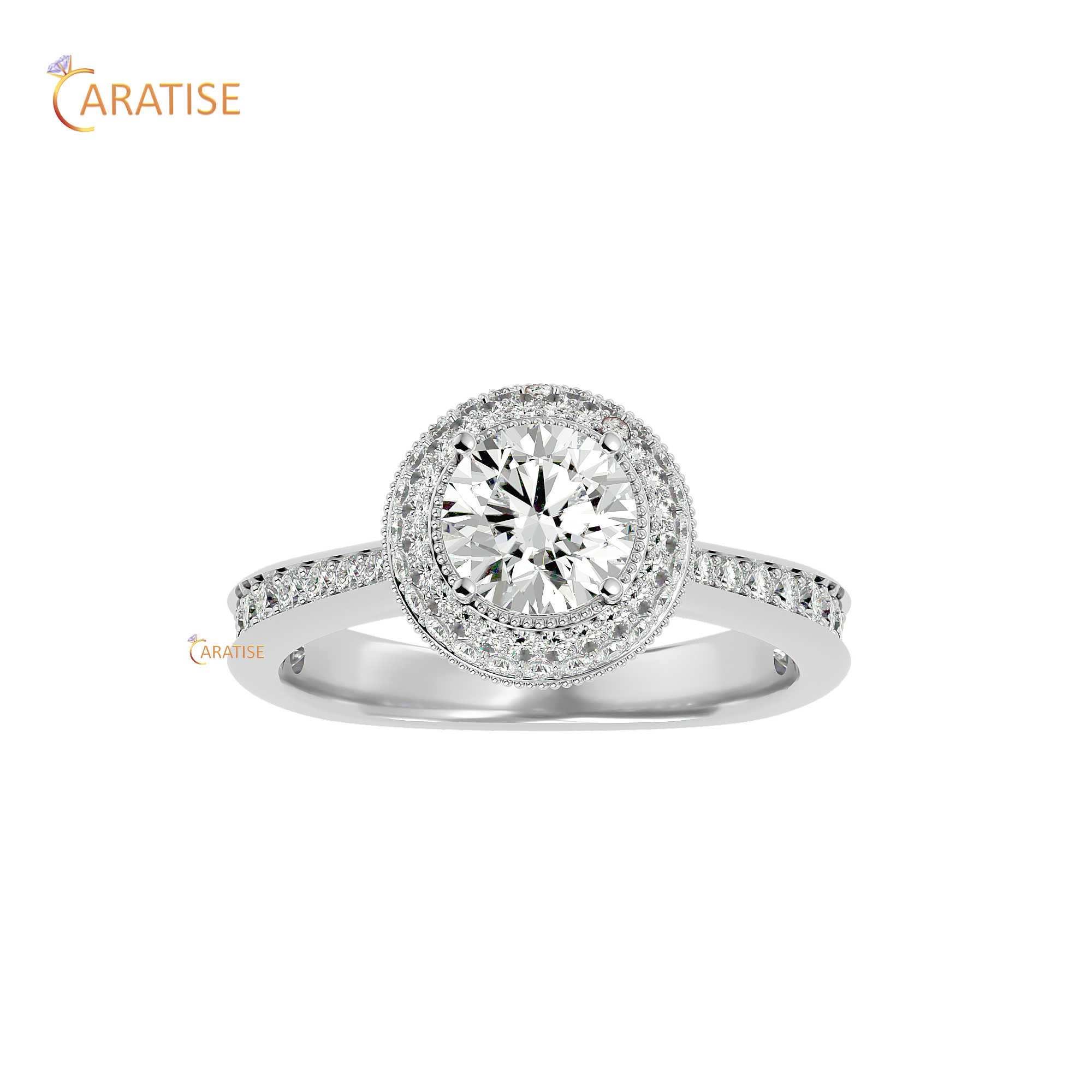 1.60 TDW Round Cut Moissanite Diamond Ring 925 Silver