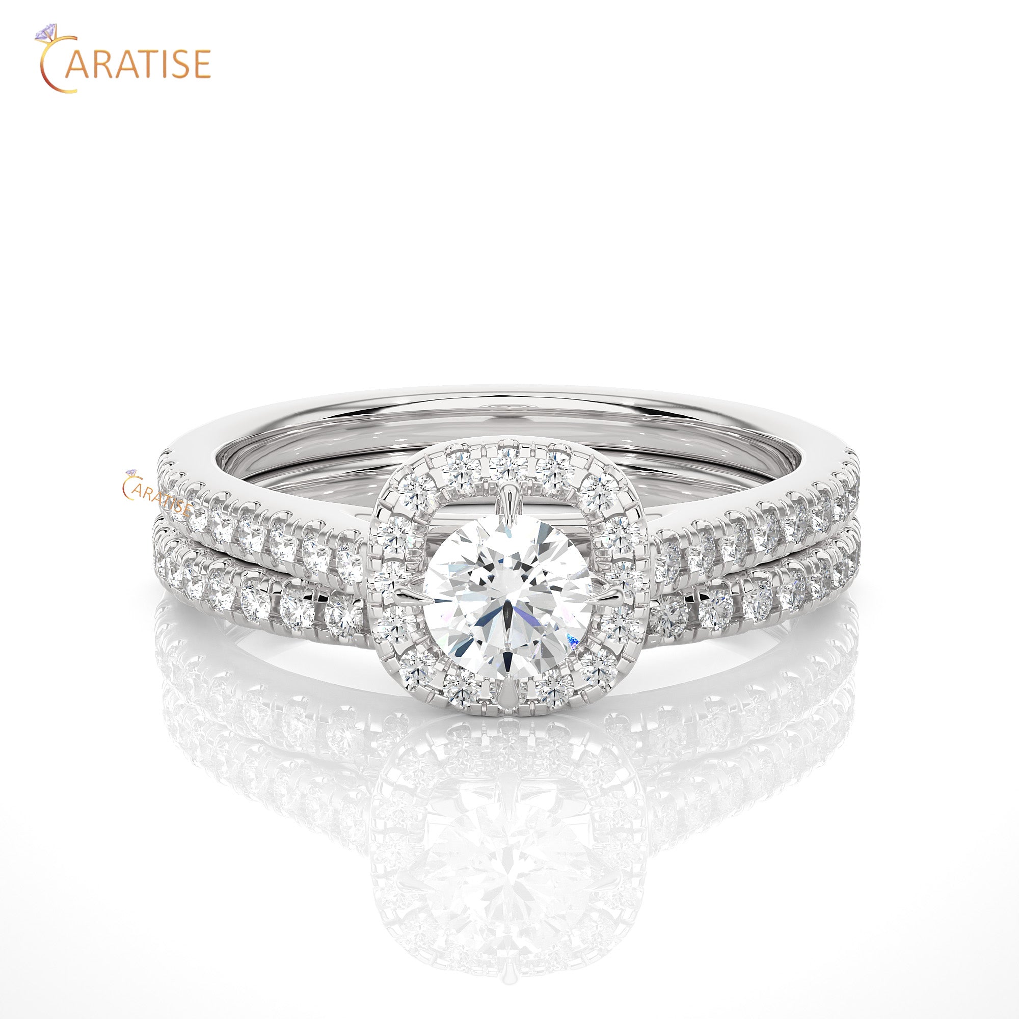 1.31 TDW Round Cut Moissanite Diamond Halo Ring 925 Silver