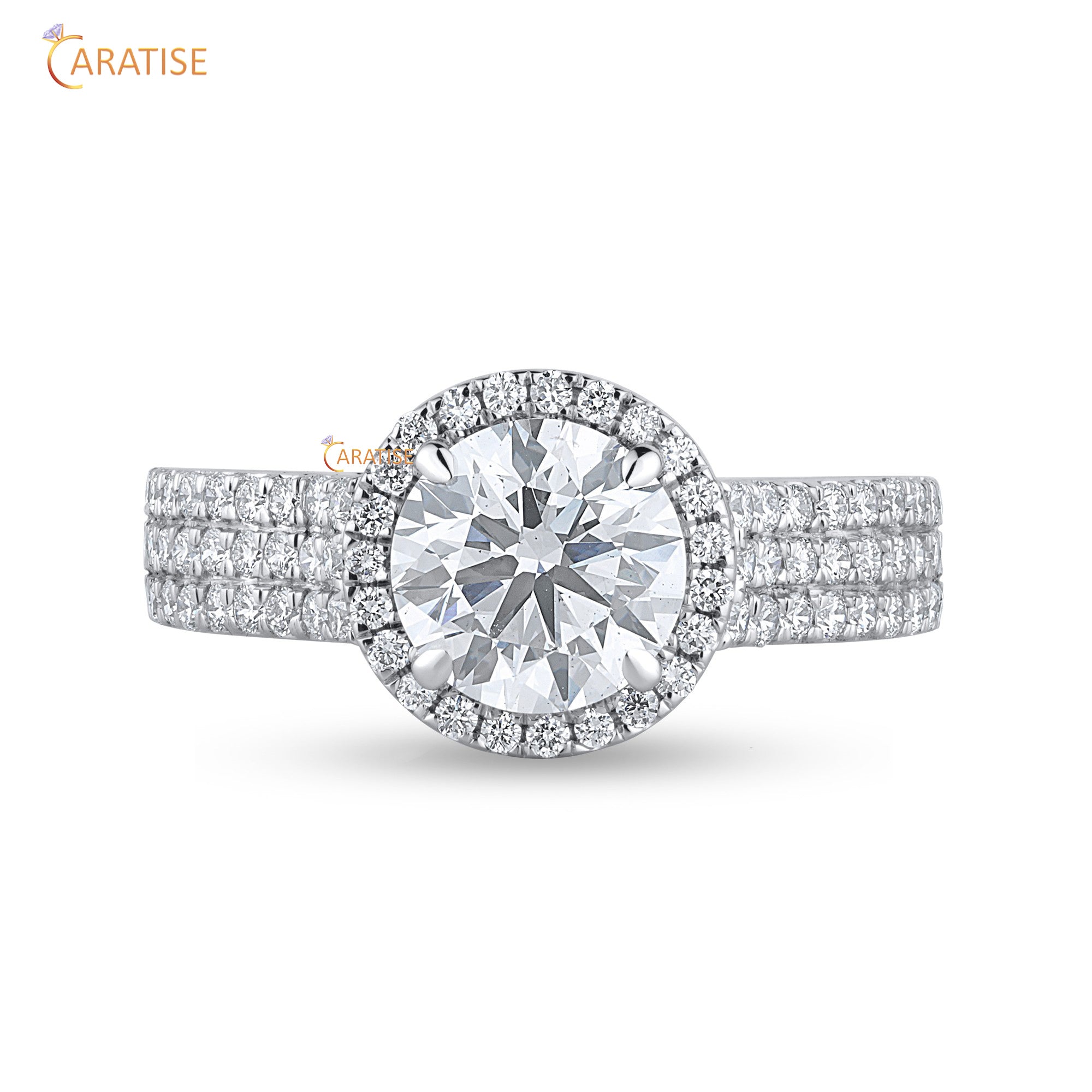 1.88 TDW Round Cut Mossiante Diamond Women's Halo Band Ring 925 Silver