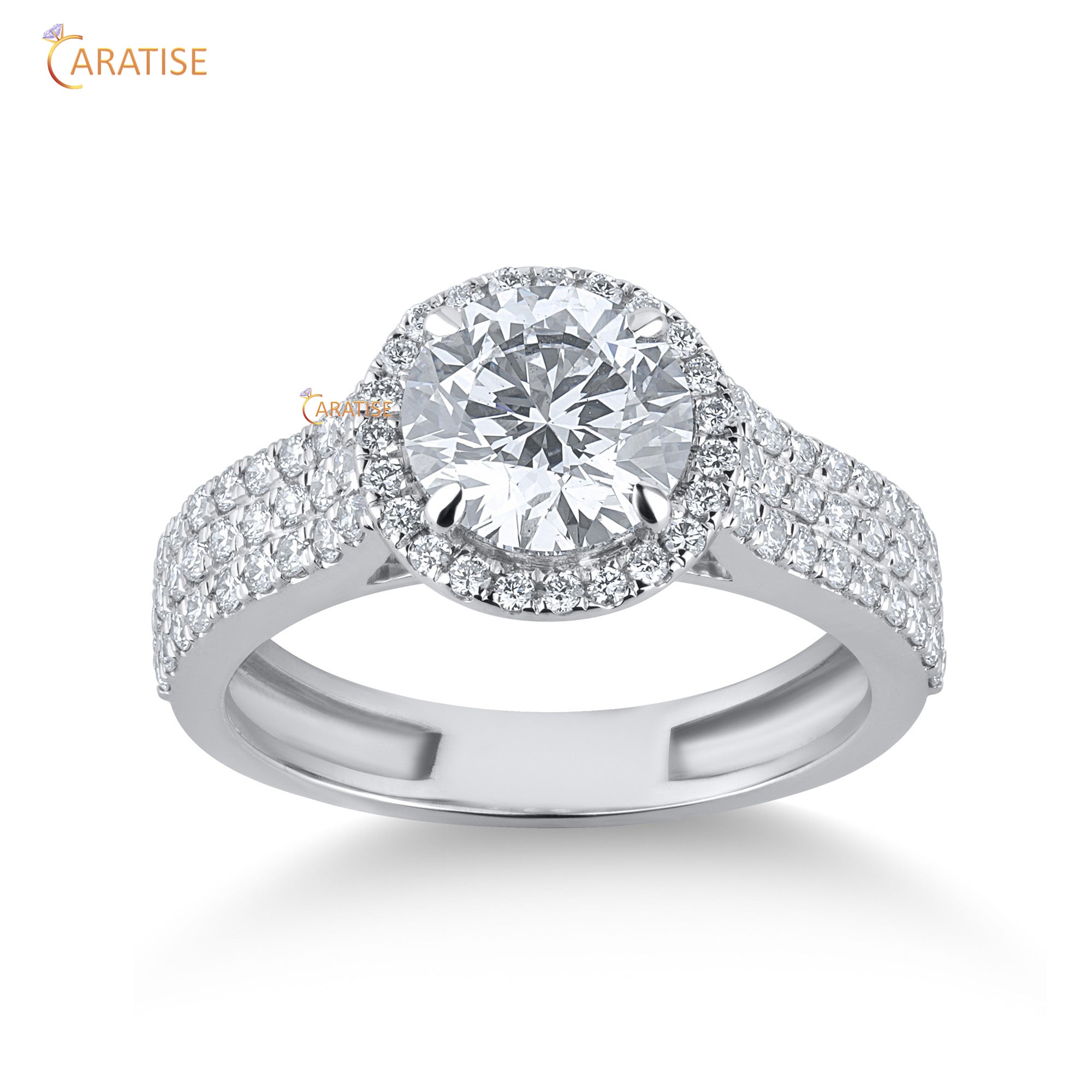 1.88 TDW Round Cut Mossiante Diamond Women's Halo Band Ring 925 Silver