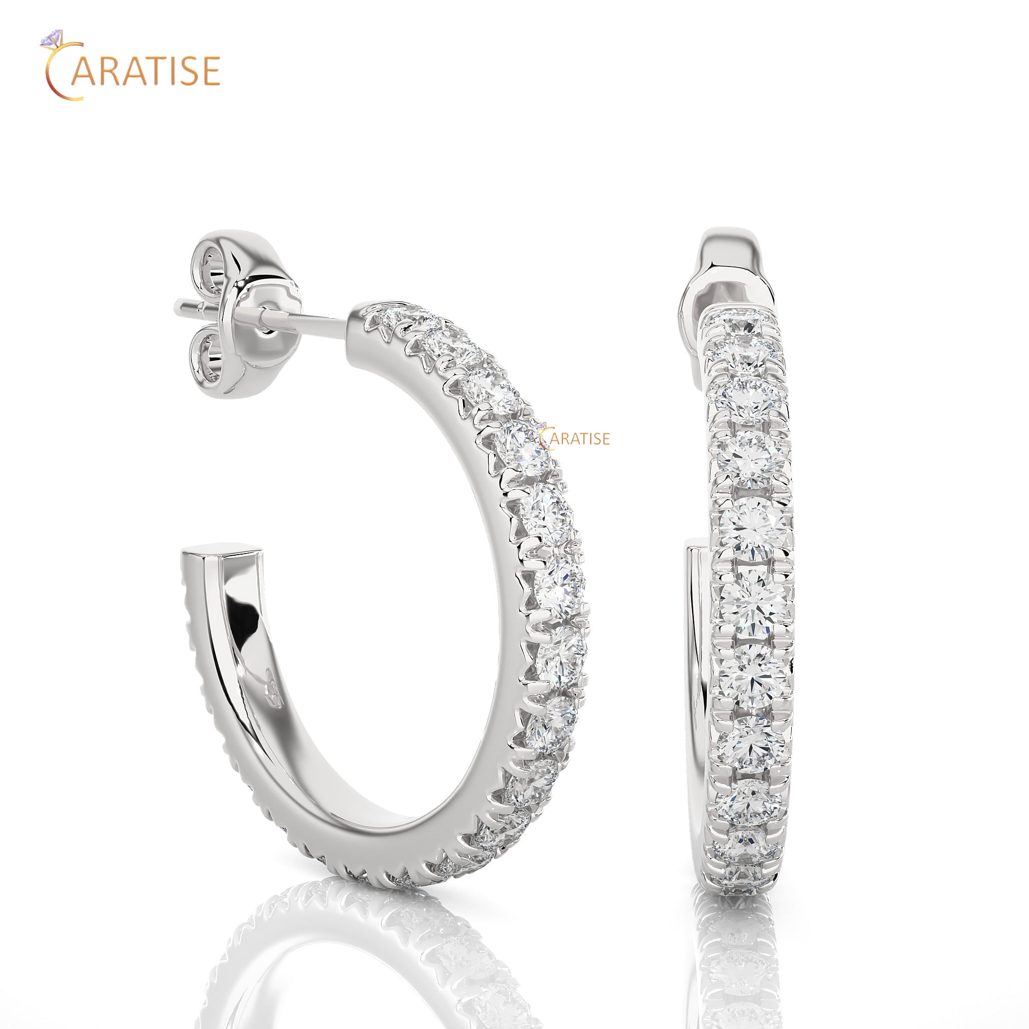 0.70 TDW Round Cut Moissanite Diamond Hoop Earring 925 Silver