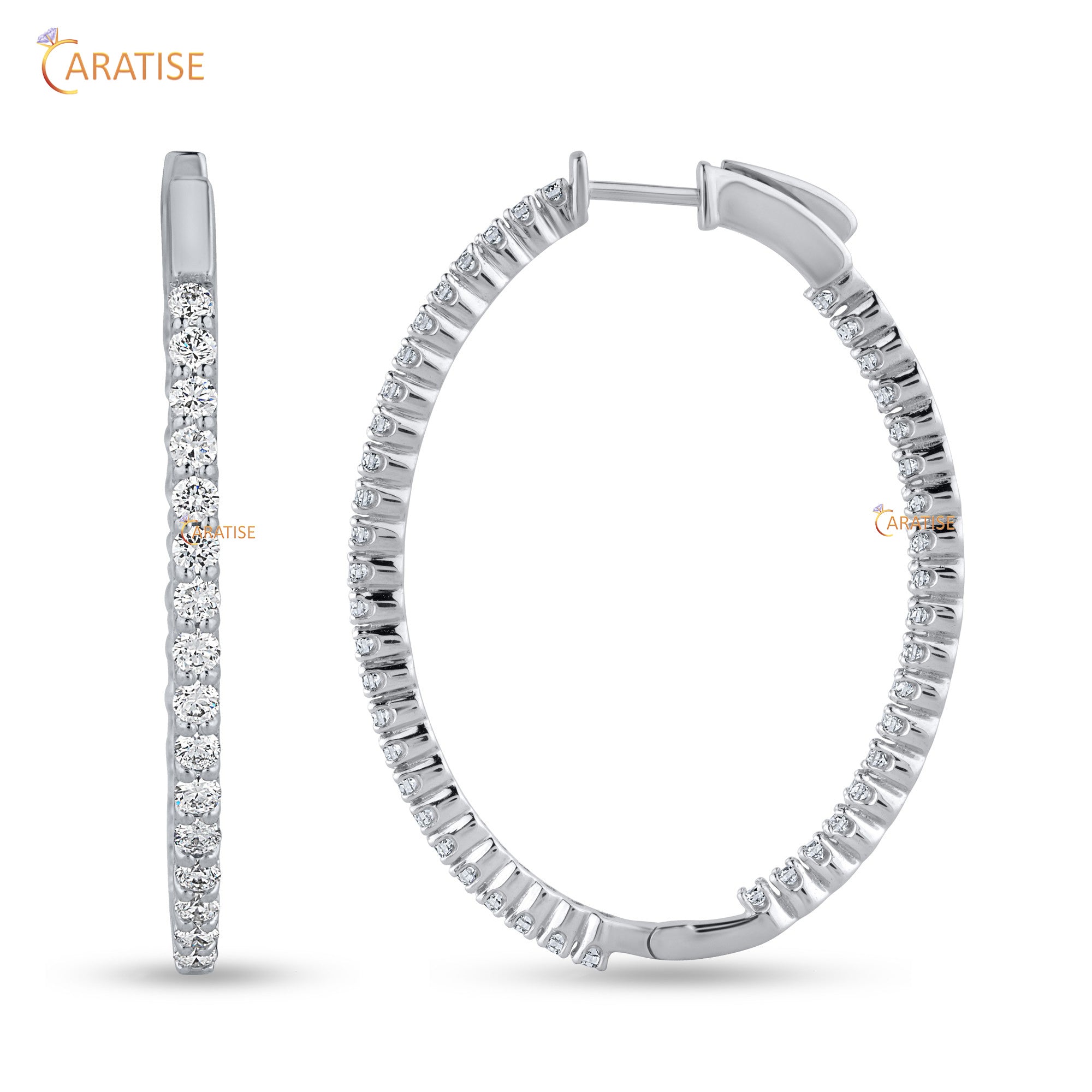4.80 TDW Round Cut Moissanite Diamond Hoop Earring 925 Silver