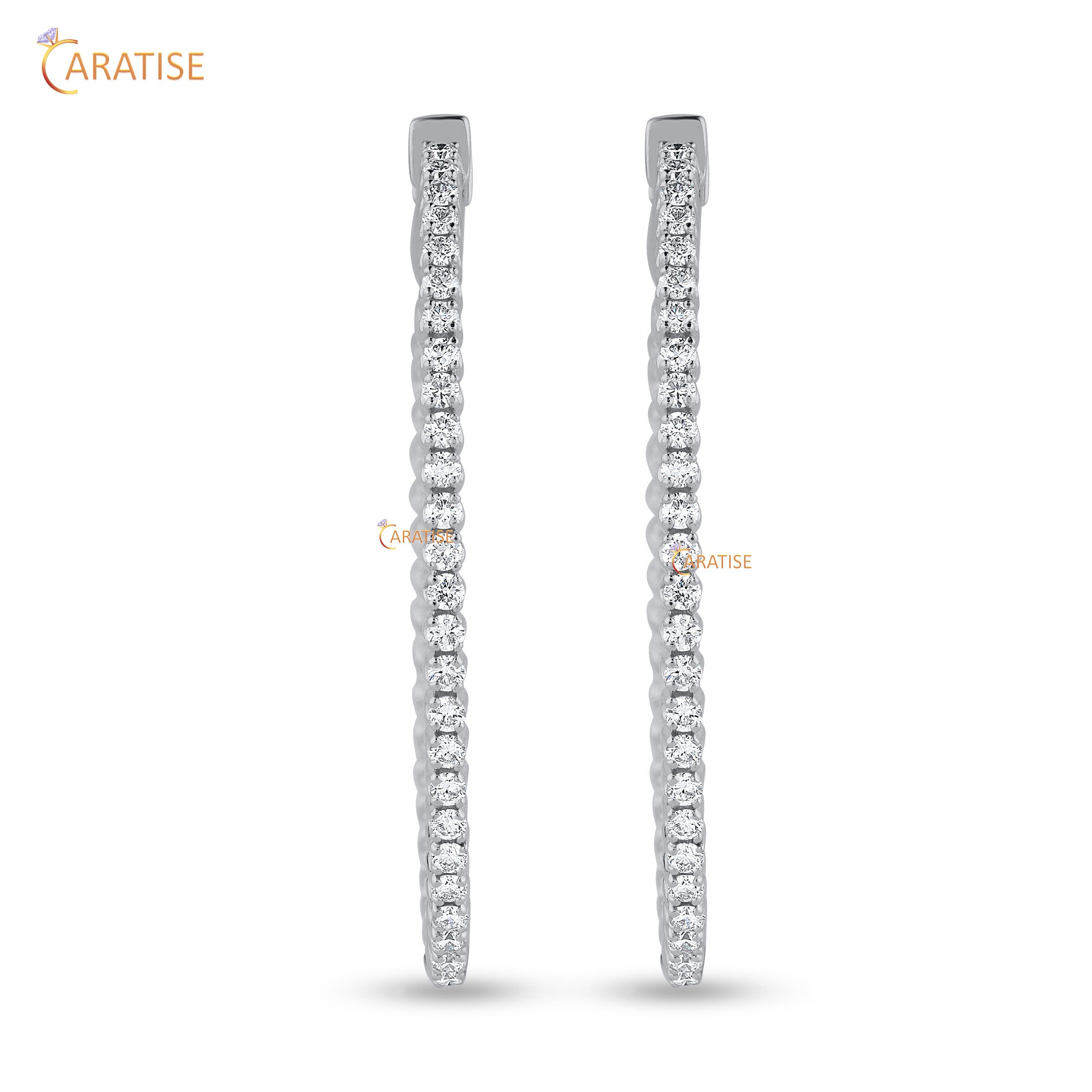 4.50 TDW Round Cut Moissanite Diamond Women's Hoop Earring 925 Silver