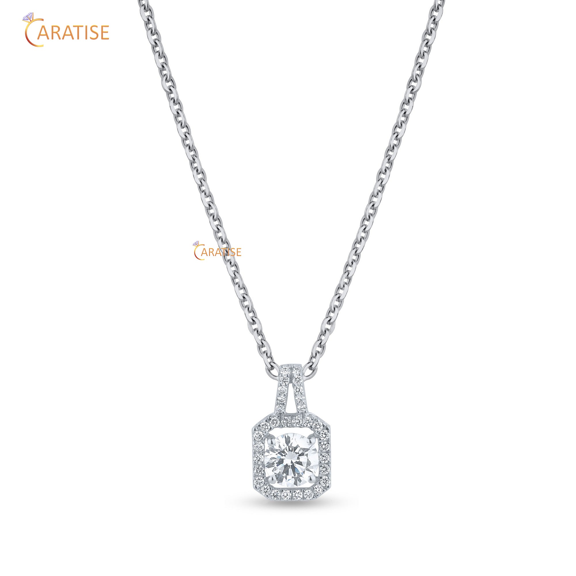 2.038 TDW Round Cut Diamond Pendant & Earring 925 Silver