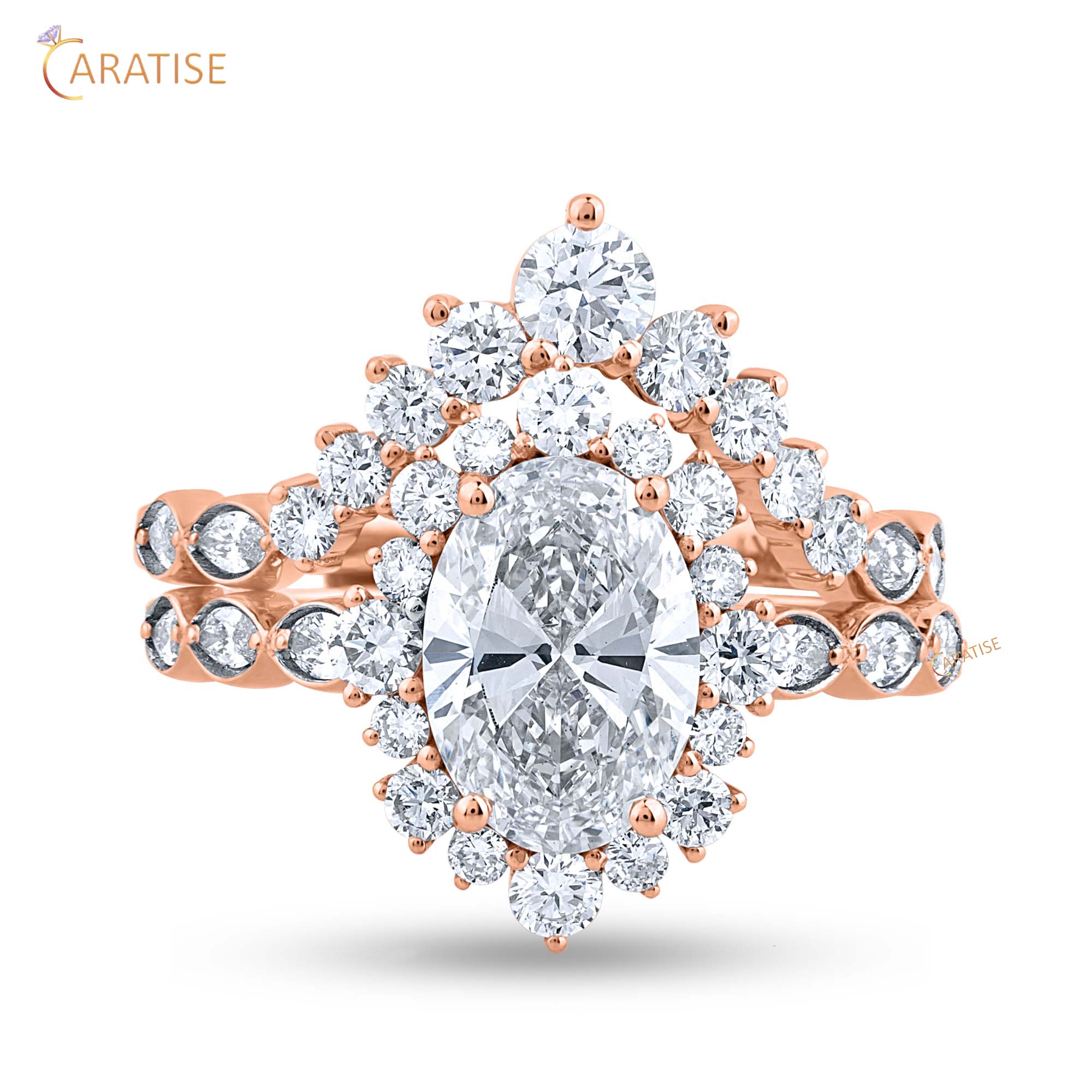 2.62 TDW Oval,Marquise & Round Women's Diamond Ring With Band