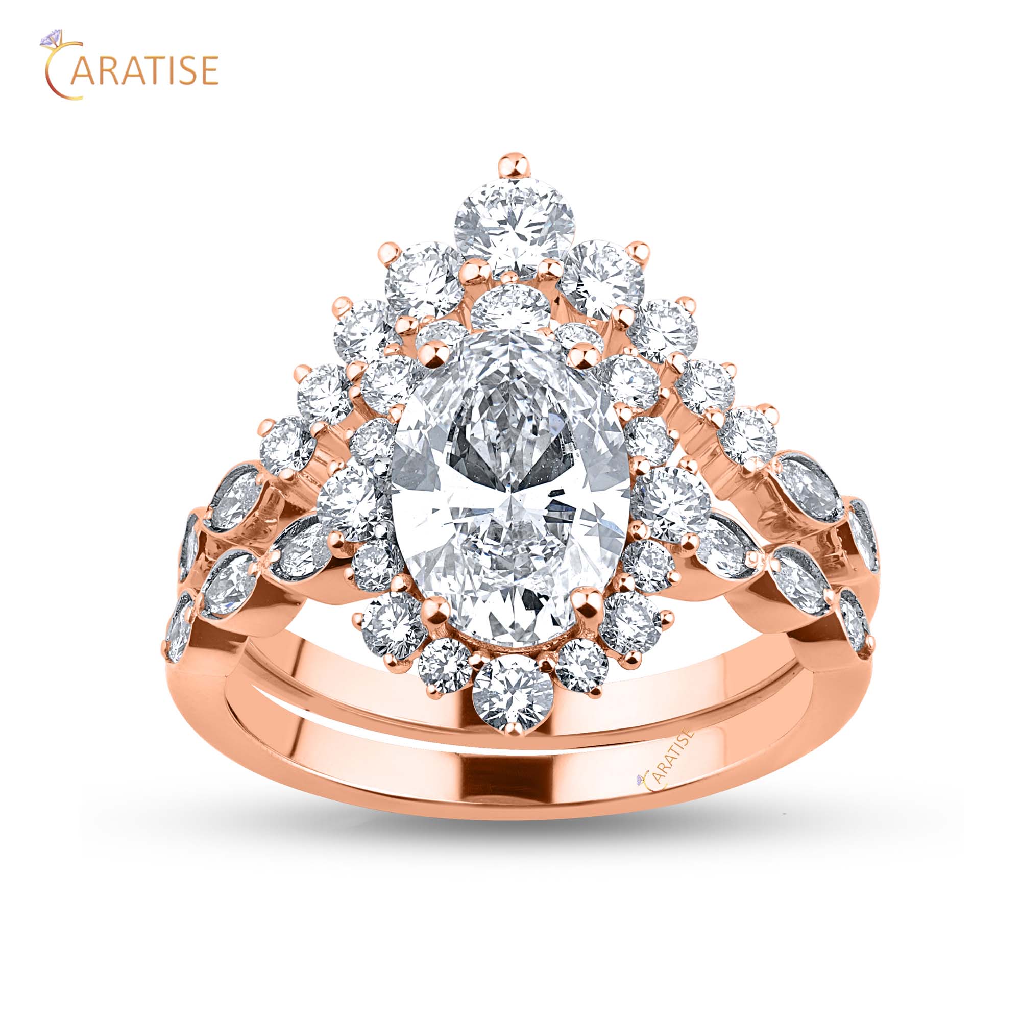 2.62 TDW Oval,Marquise & Round Women's Diamond Ring With Band