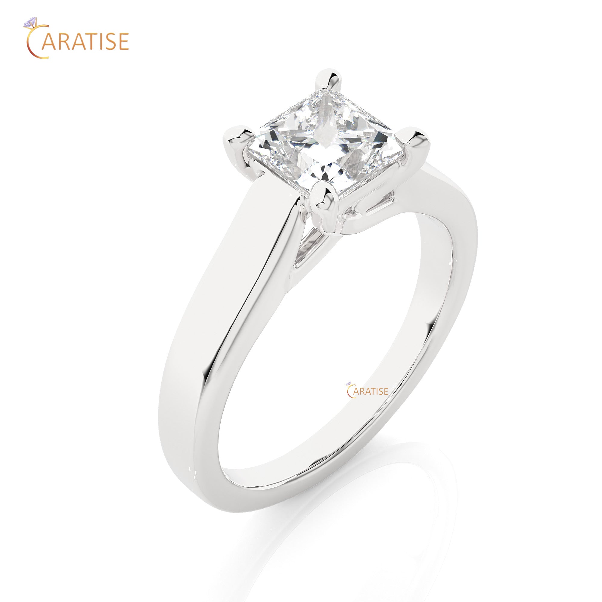1.35 TDW Princess Cut Moissanite Diamond Women's Solitaire Ring