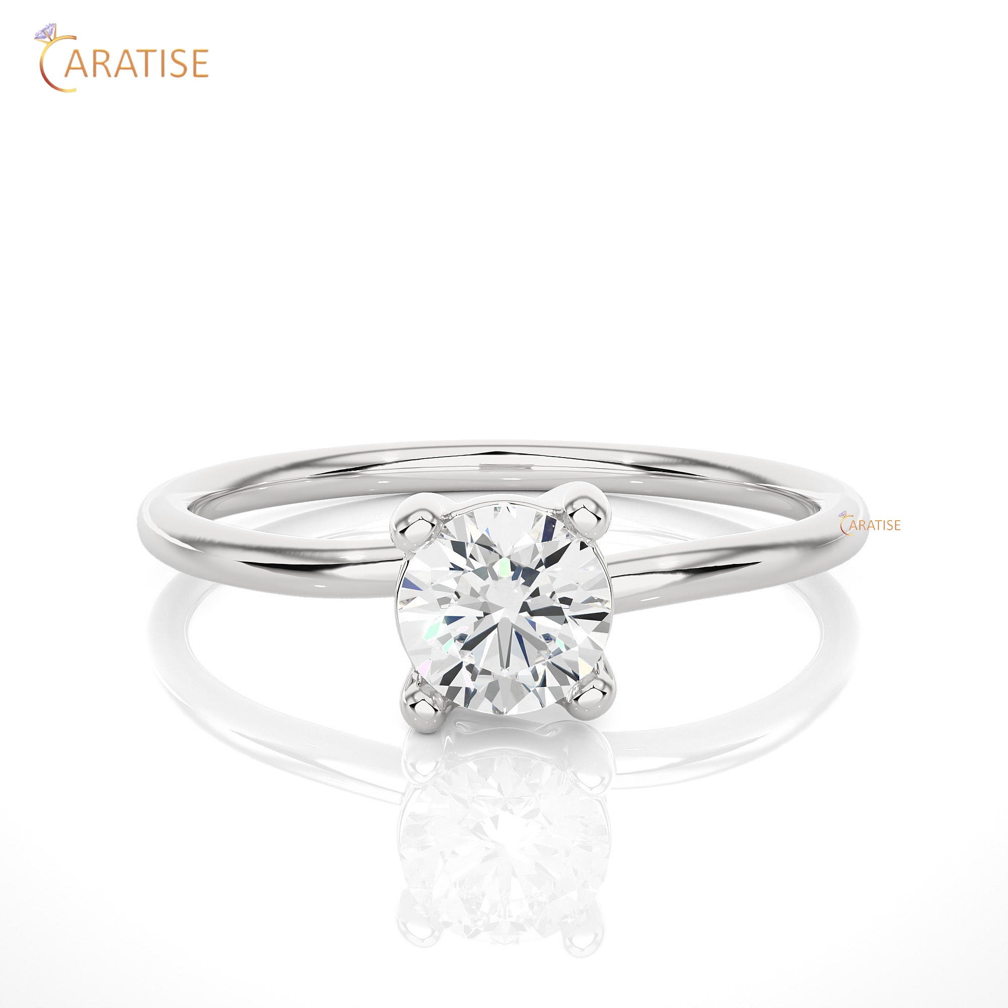 0.53 TDW Round Cut Moissanite Diamond Solitaire Ring 925 Silver