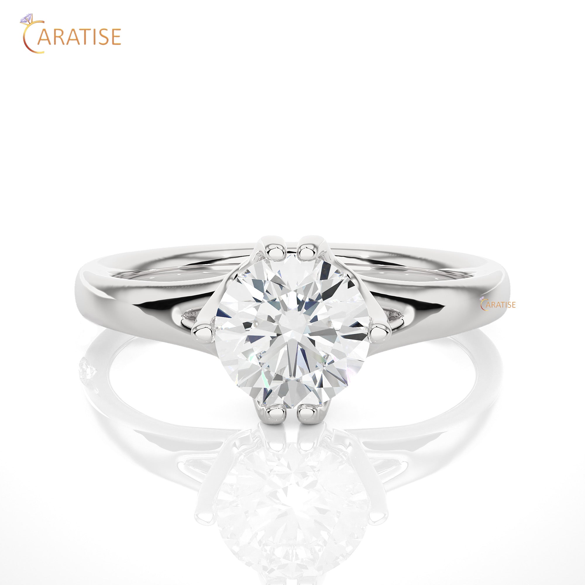 1.08 TDW Round Cut Moissanite Diamond Solitaire Ring 925 Silver