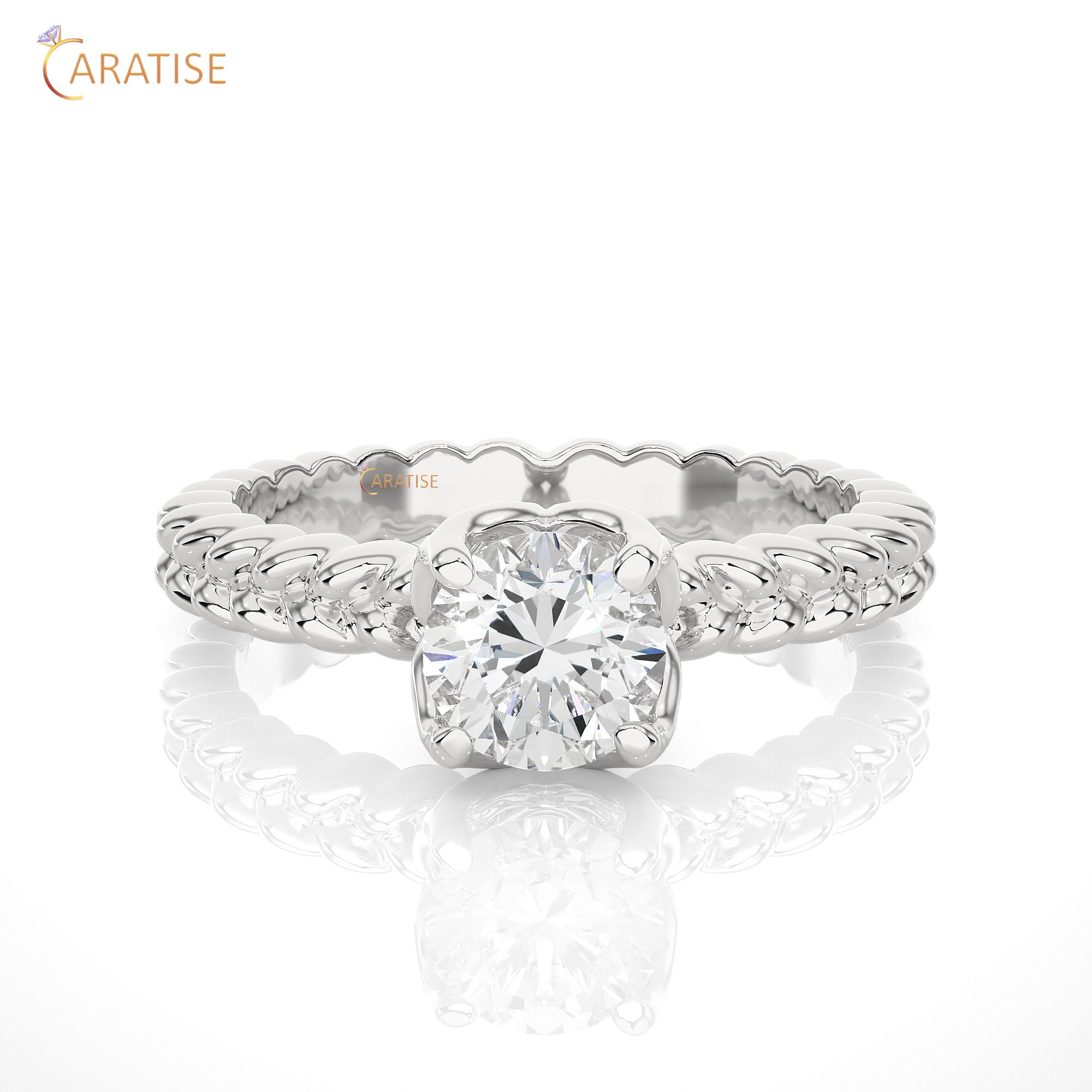 0.98 TDW Round Cut Moissanite Diamond Solitaire Ring 925 Silver