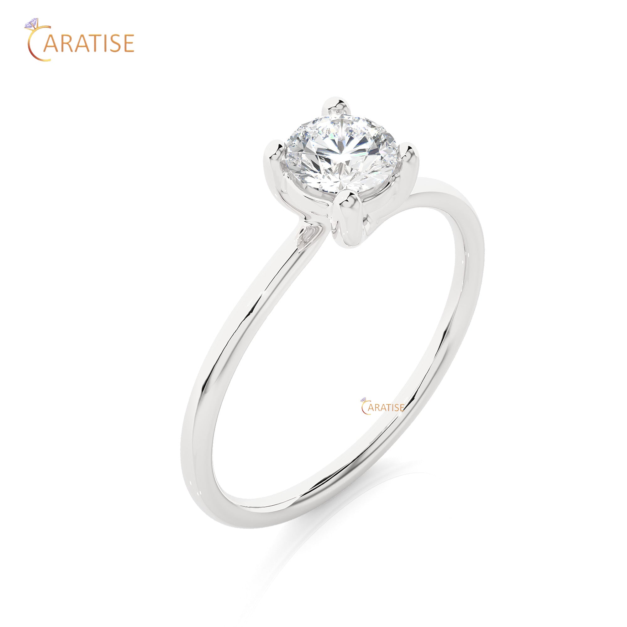 0.53 TDW Round Cut Moissanite Diamond Solitaire Ring 925 Silver