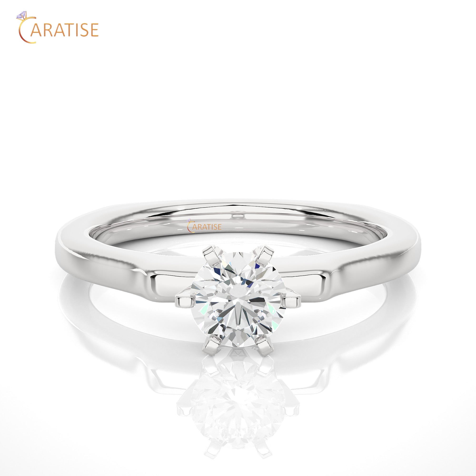 0.47 TDW Round Cut Moissanite Diamond Solitaire Ring 925 Silver