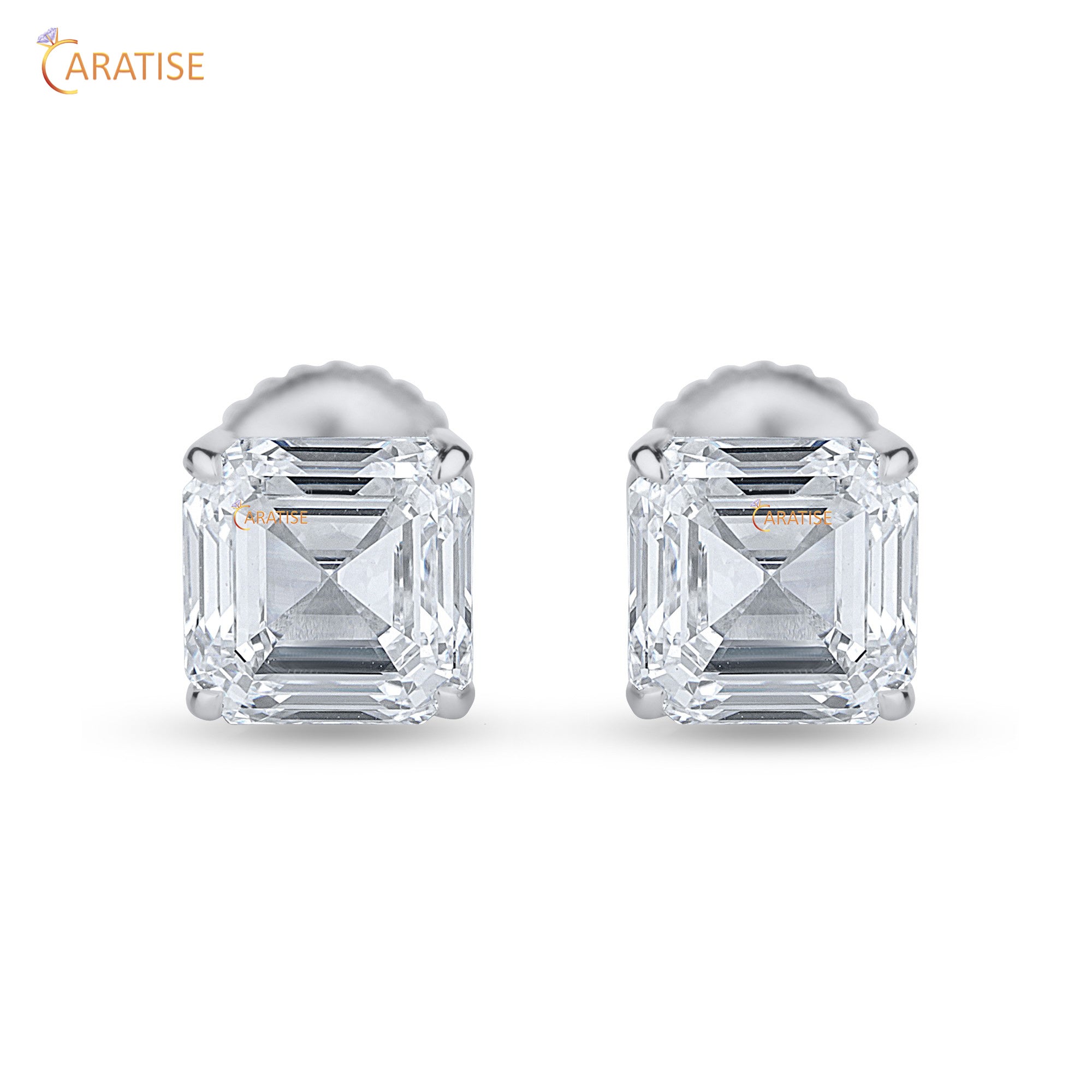 1.60 TDW Asscher Cut Moissanite Diamond Stud Earring 925 Silver
