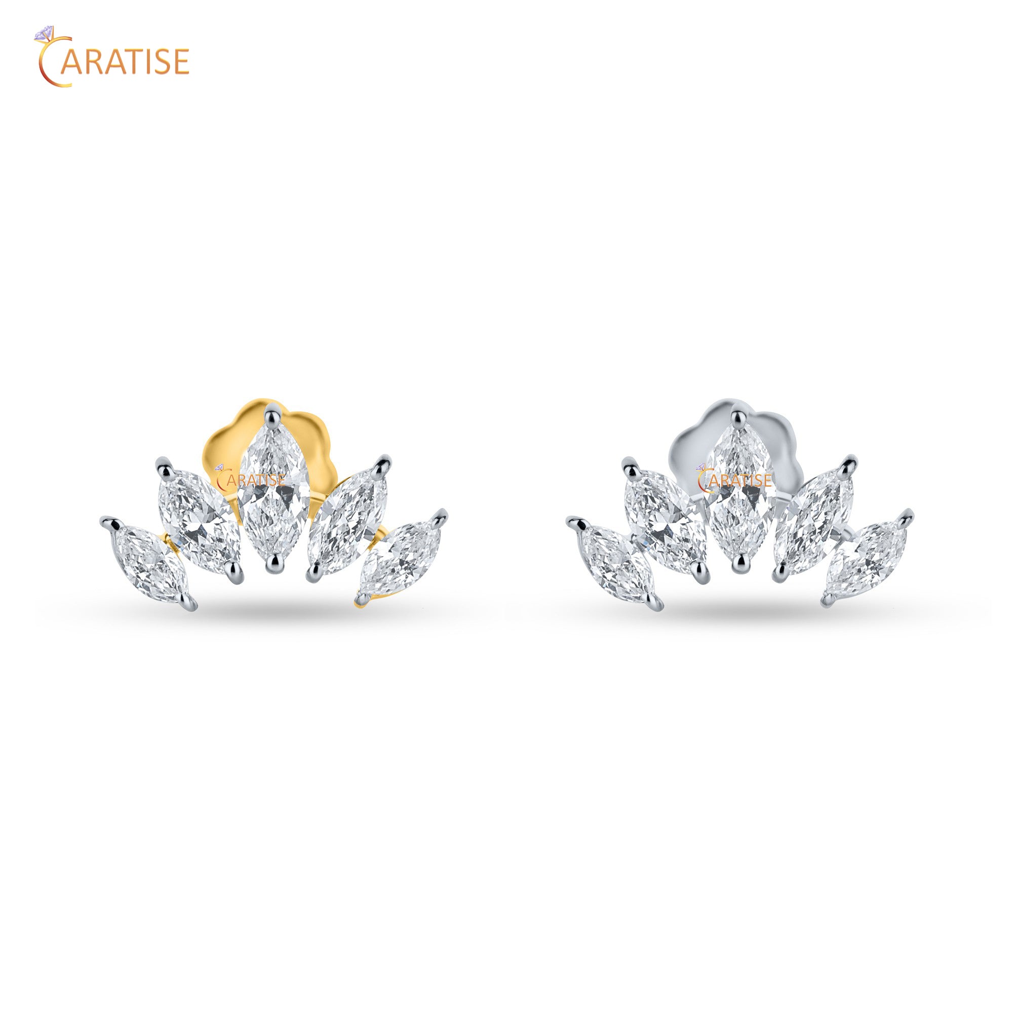 0.33 TDW Marquise Cut Moissanite Diamond Stud Earring 925 Silver