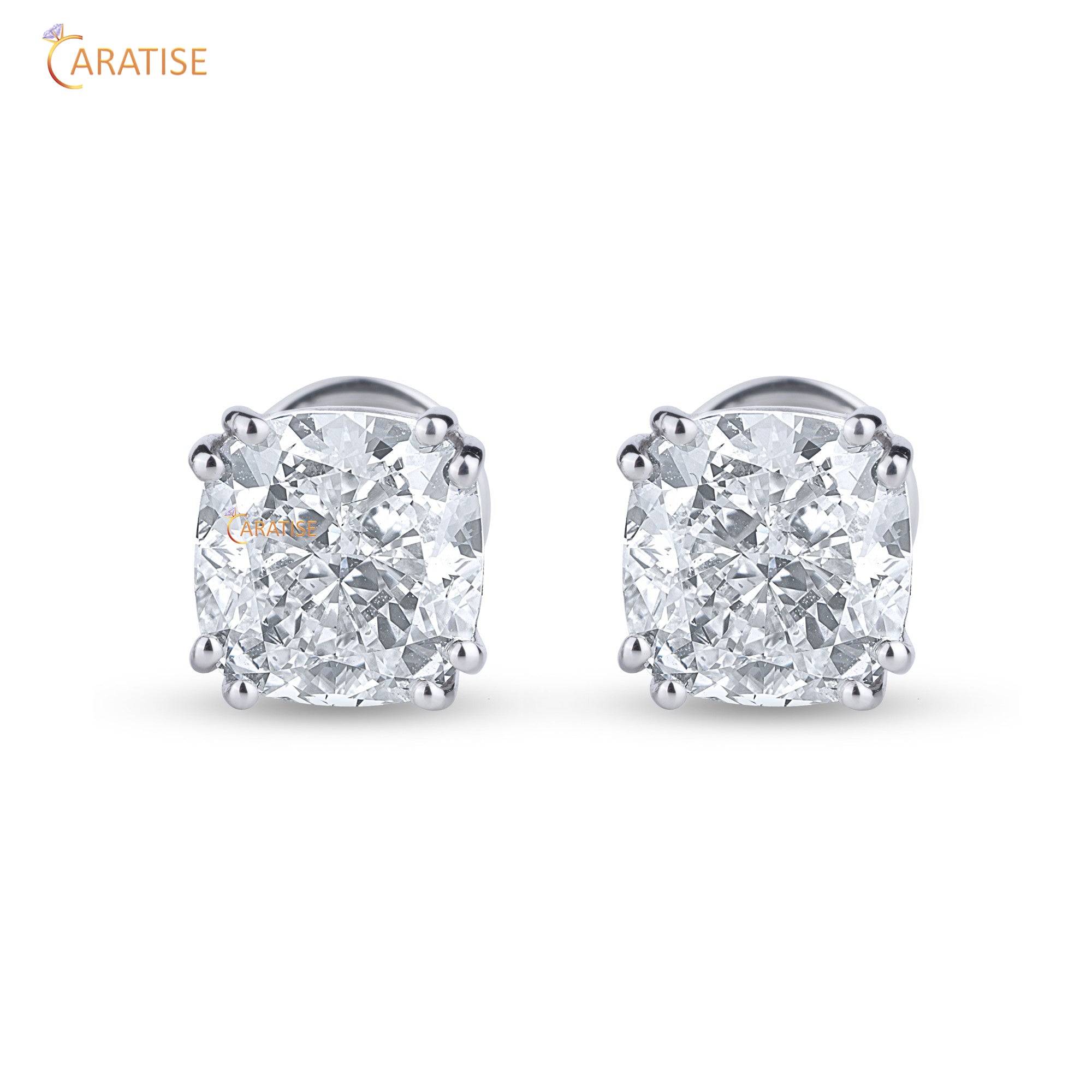 2.24 TDW Cushion Cut Moissanite Diamond Stud arring 925 Silver