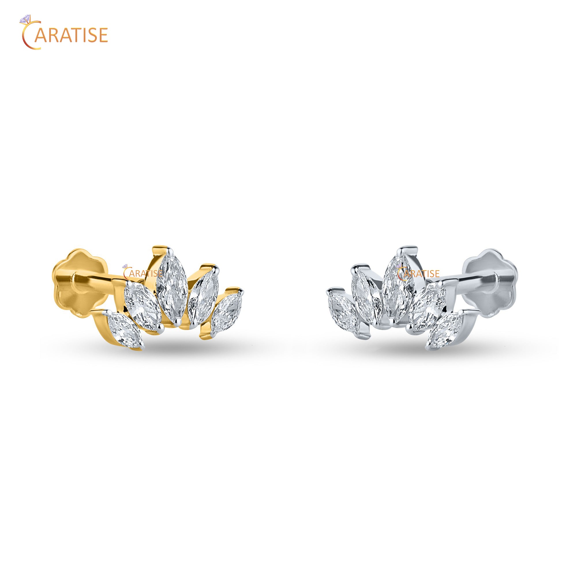 0.33 TDW Marquise Cut Moissanite Diamond Stud Earring 925 Silver