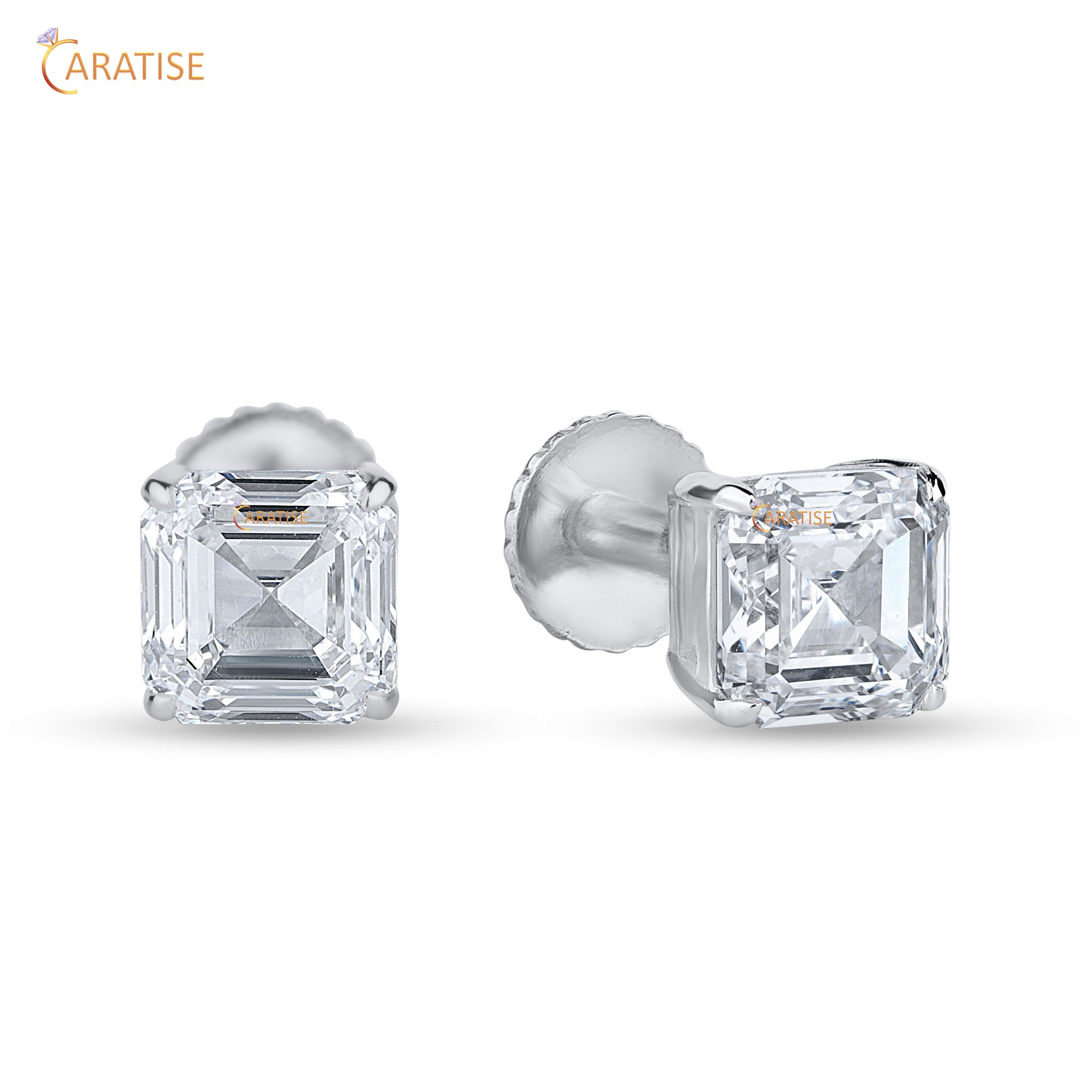 1.60 TDW Asscher Cut Moissanite Diamond Stud Earring 925 Silver