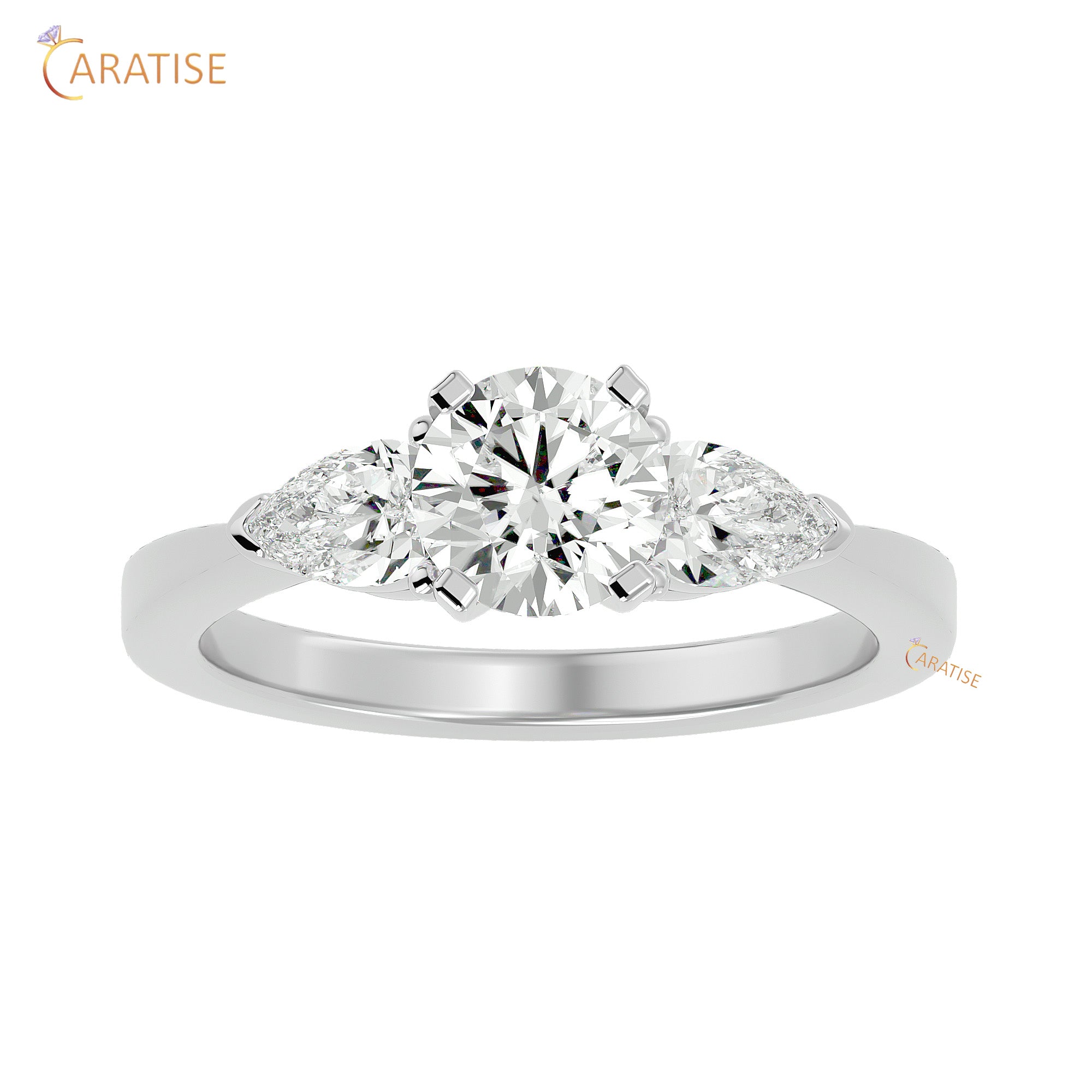 2.18 TDW Round Cut Women's Three Stone Moissanite Diamond Ring 925 Silver