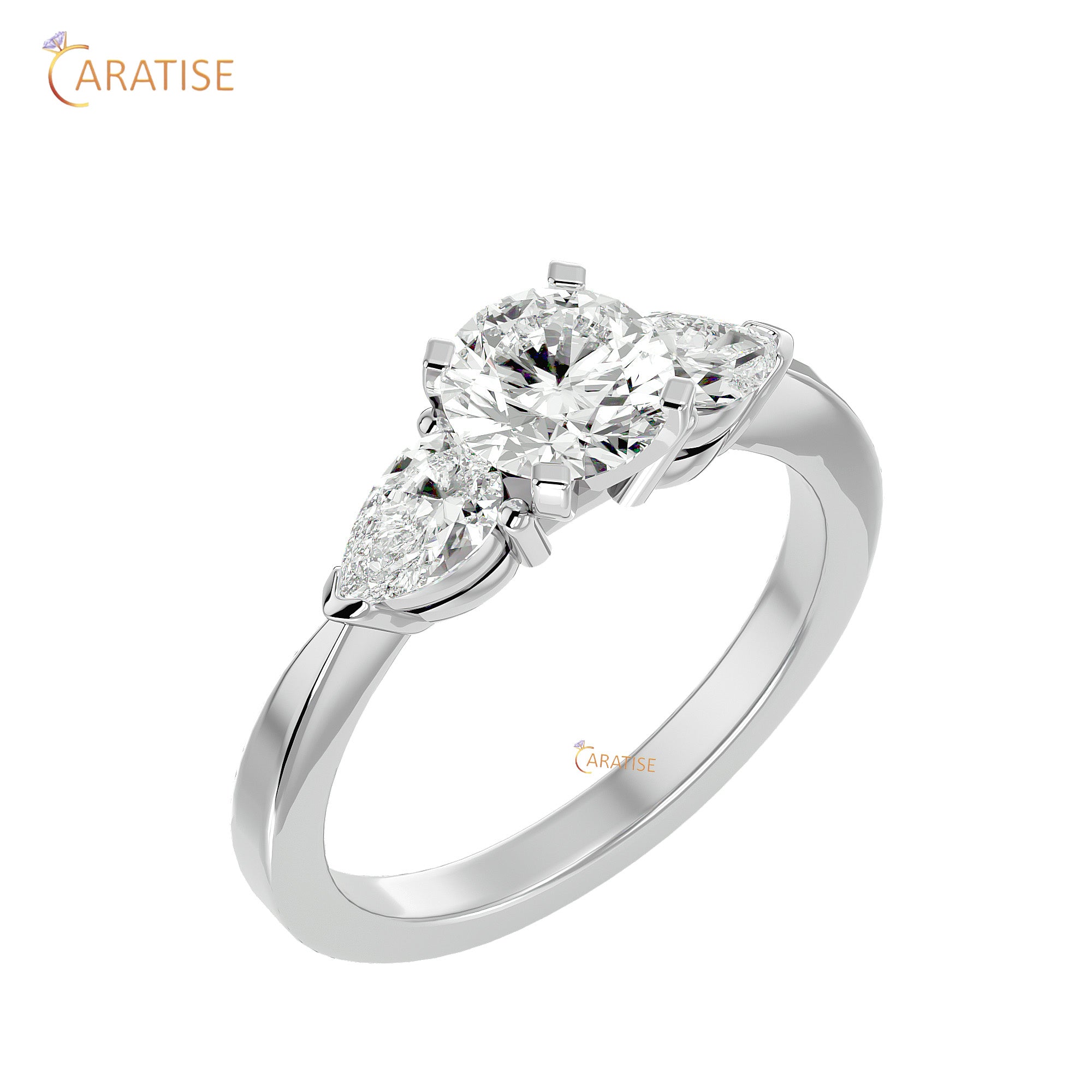 2.18 TDW Round Cut Women's Three Stone Moissanite Diamond Ring 925 Silver