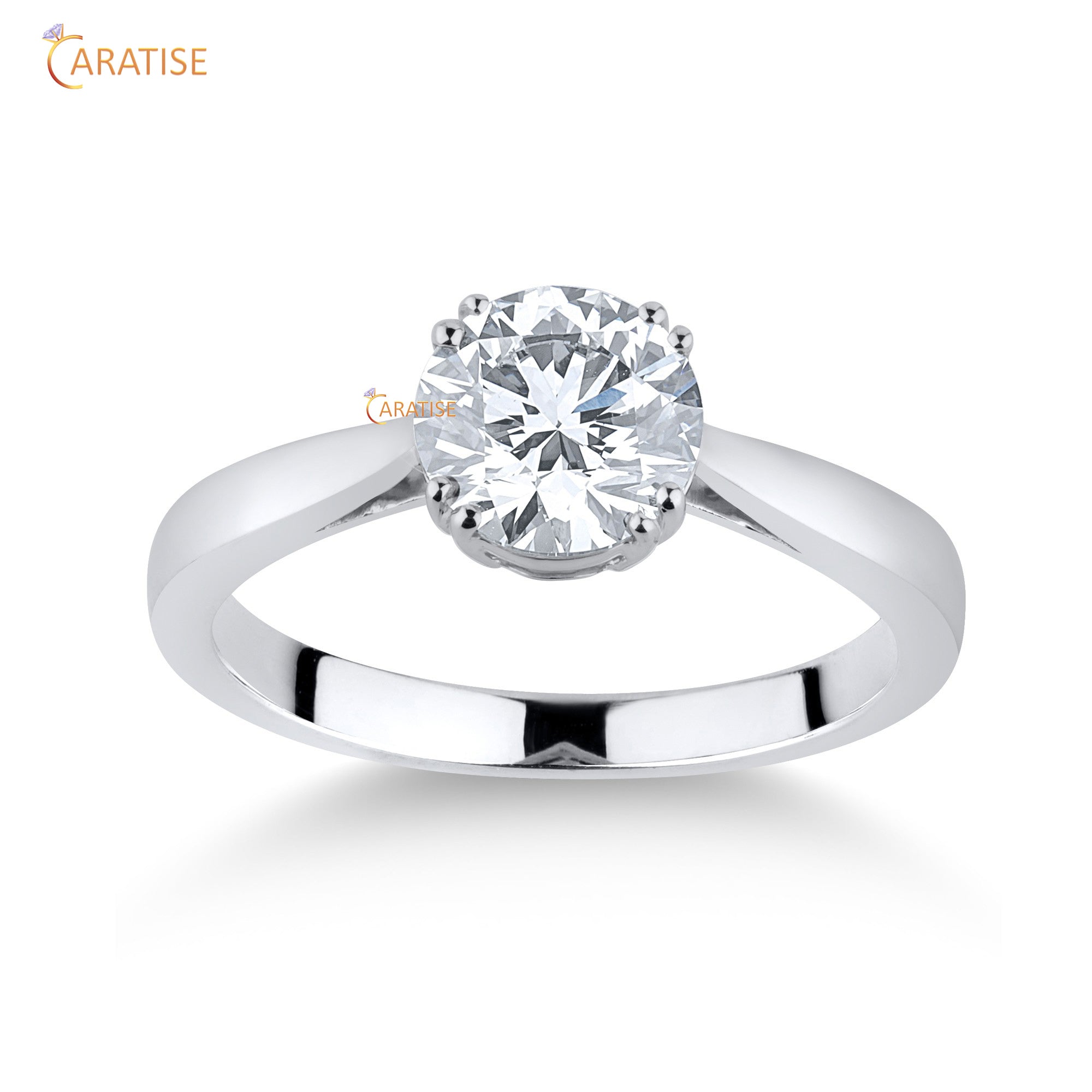 1.00 TDW Round Cut Mossiante Diamond Solitaire Ring 925 Silver