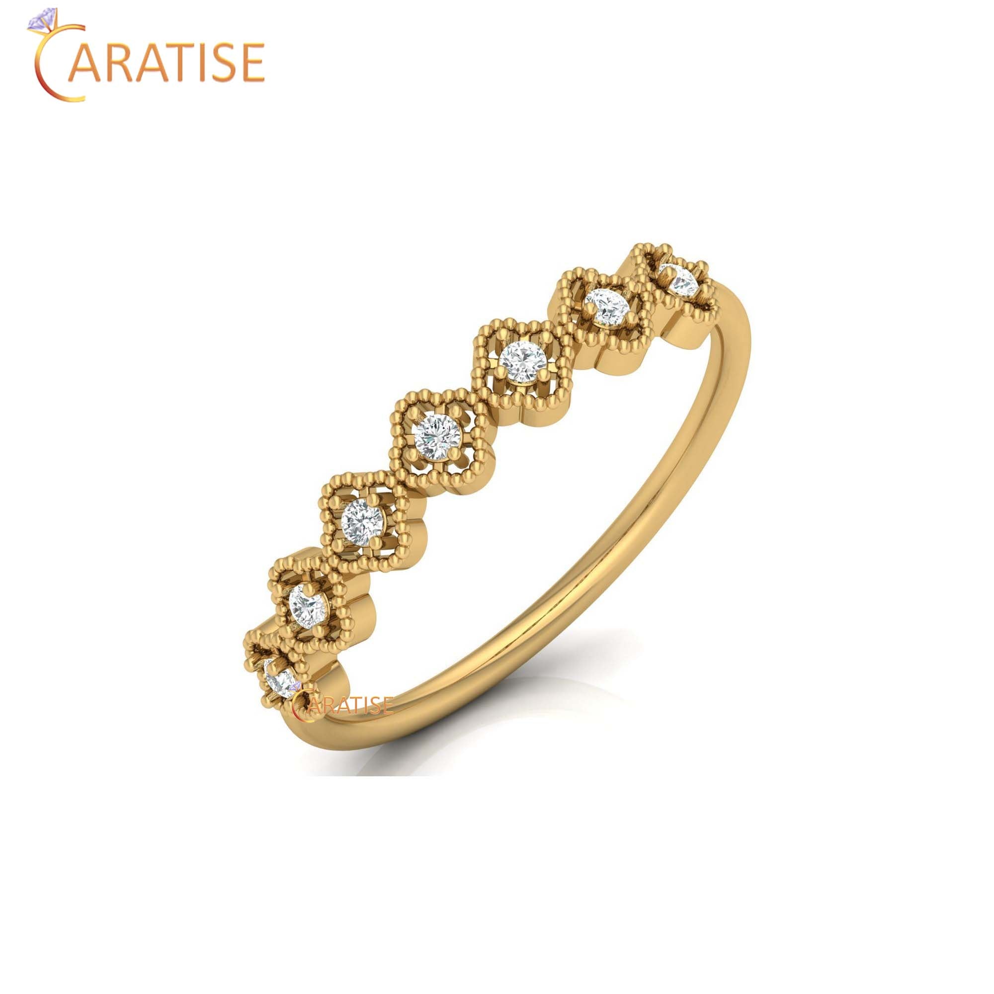 0.09 TDW Round Cut Minimalist Women's Diamond Ring
