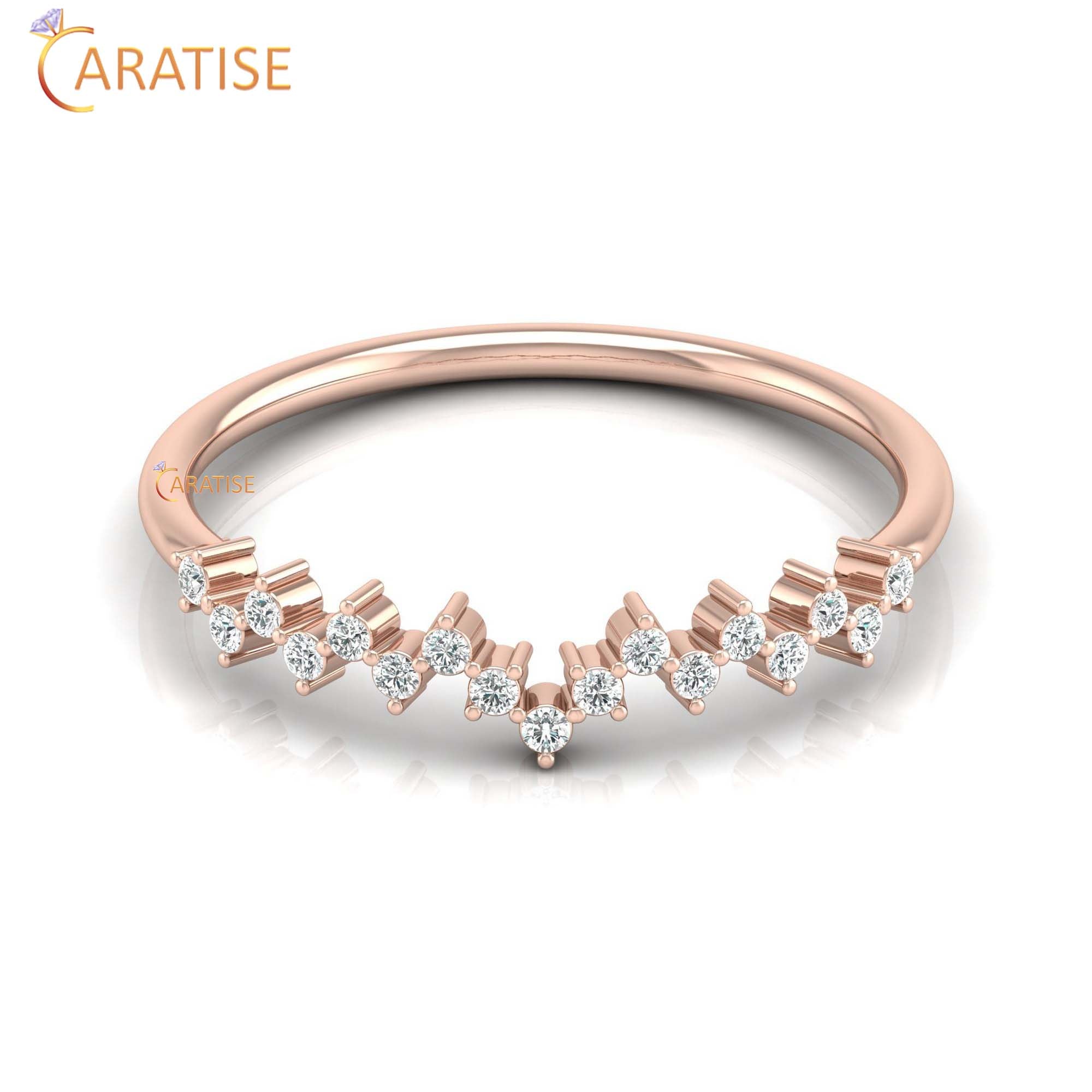 0.11 TDW Round Cut Women's Diamond Minimalist Ring