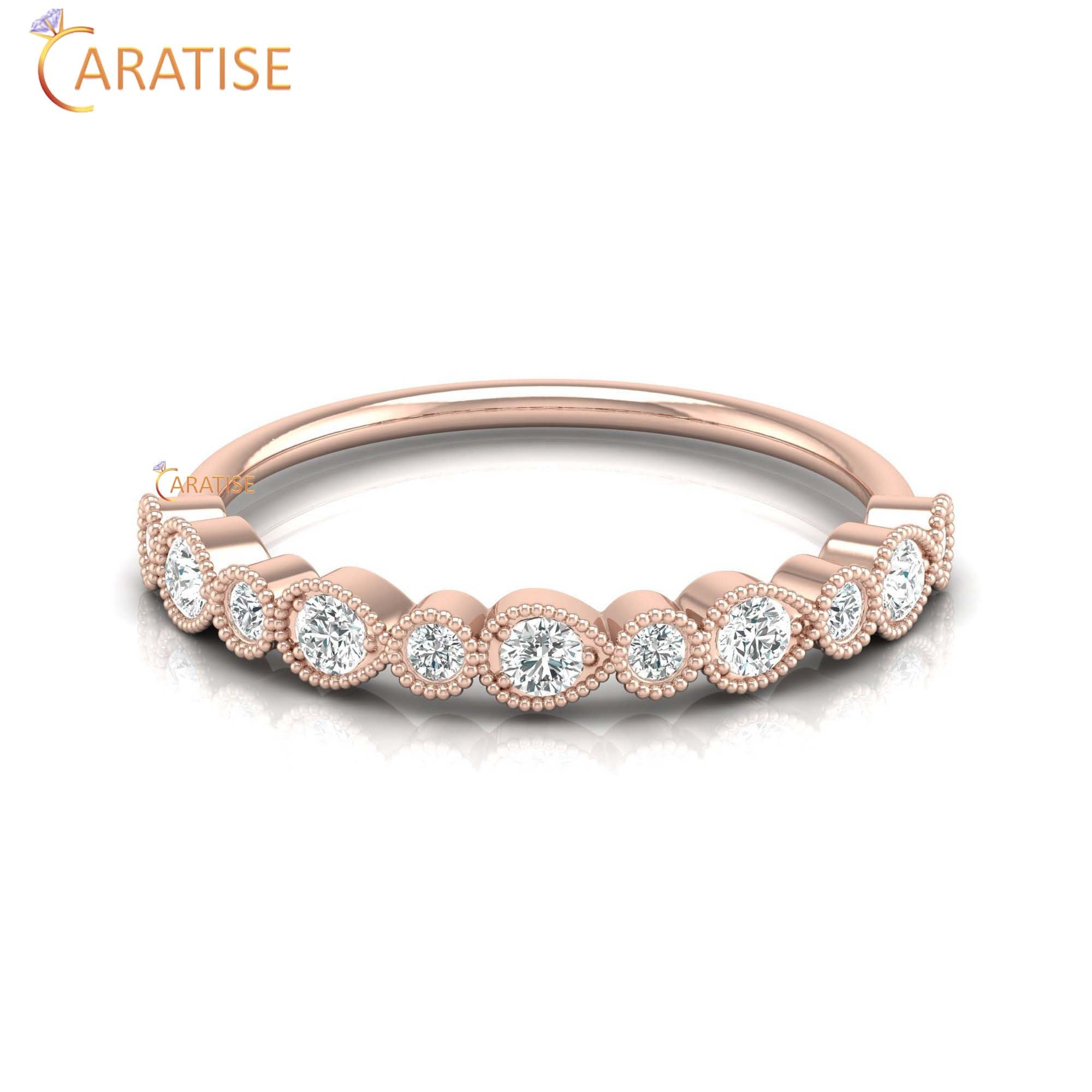 0.29 TDW Round Cut Women's Diamond Minimalist Ring