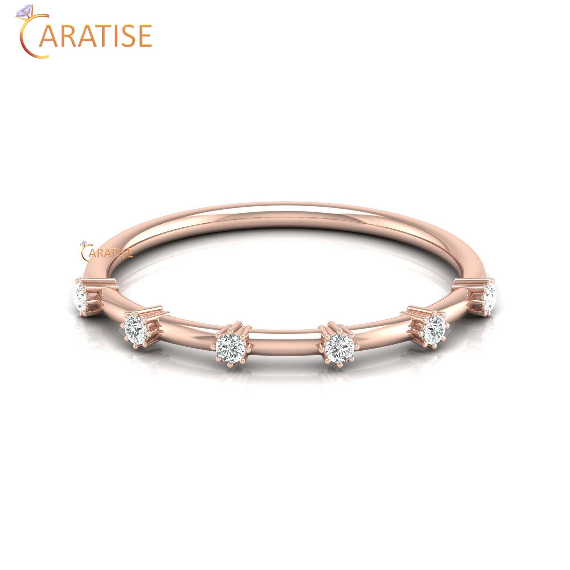 0.08 TDW Round Cut Women's Minimalist Diamond Ring