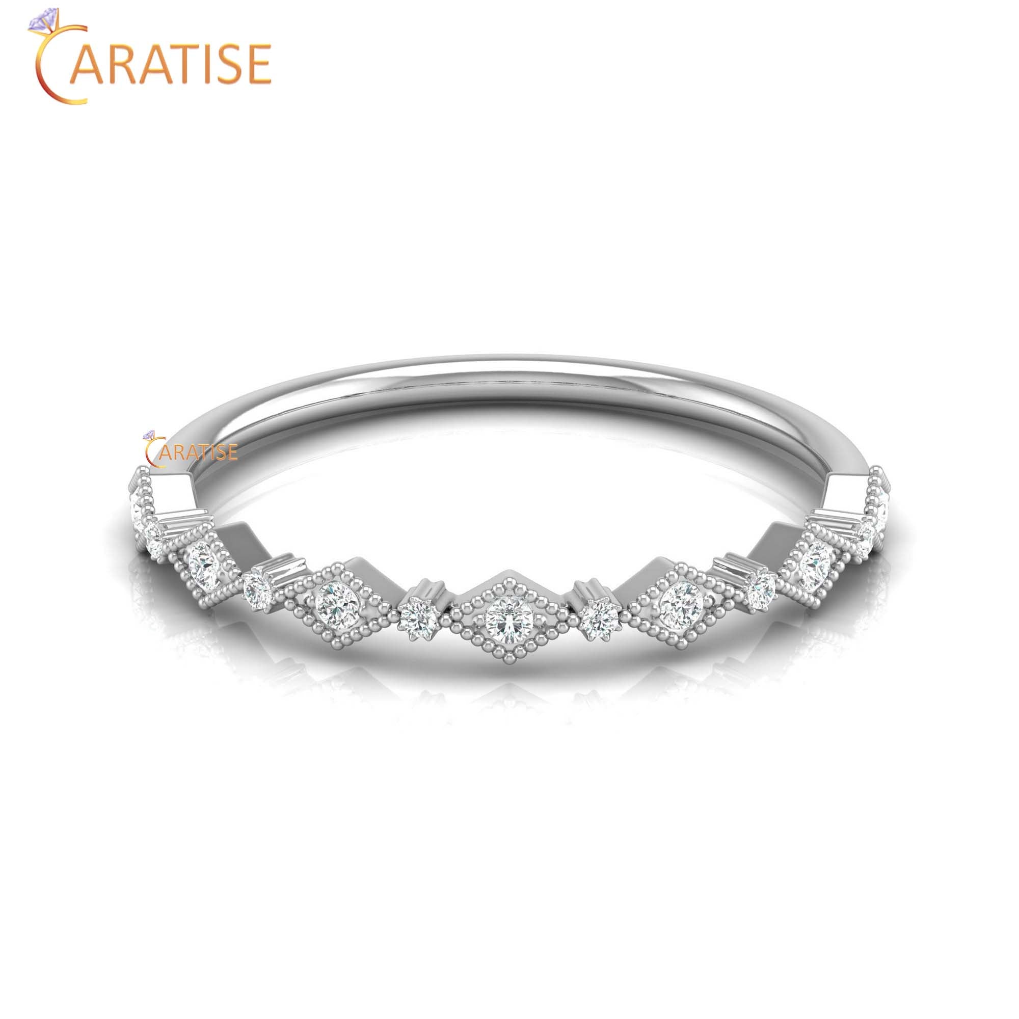 0.08 TDW Round Cut Women's Minimalist Diamond Ring