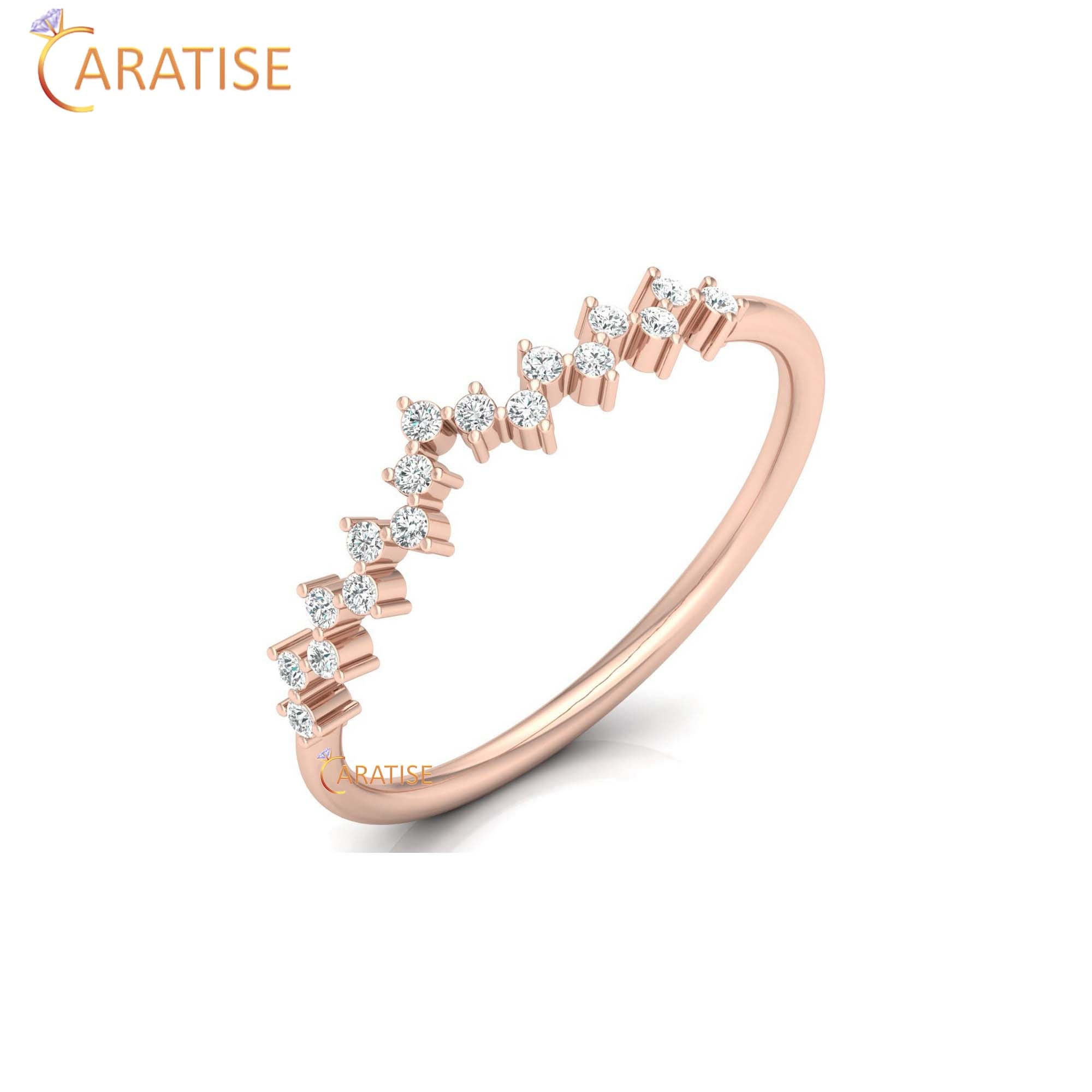 0.11 TDW Round Cut Women's Diamond Minimalist Ring