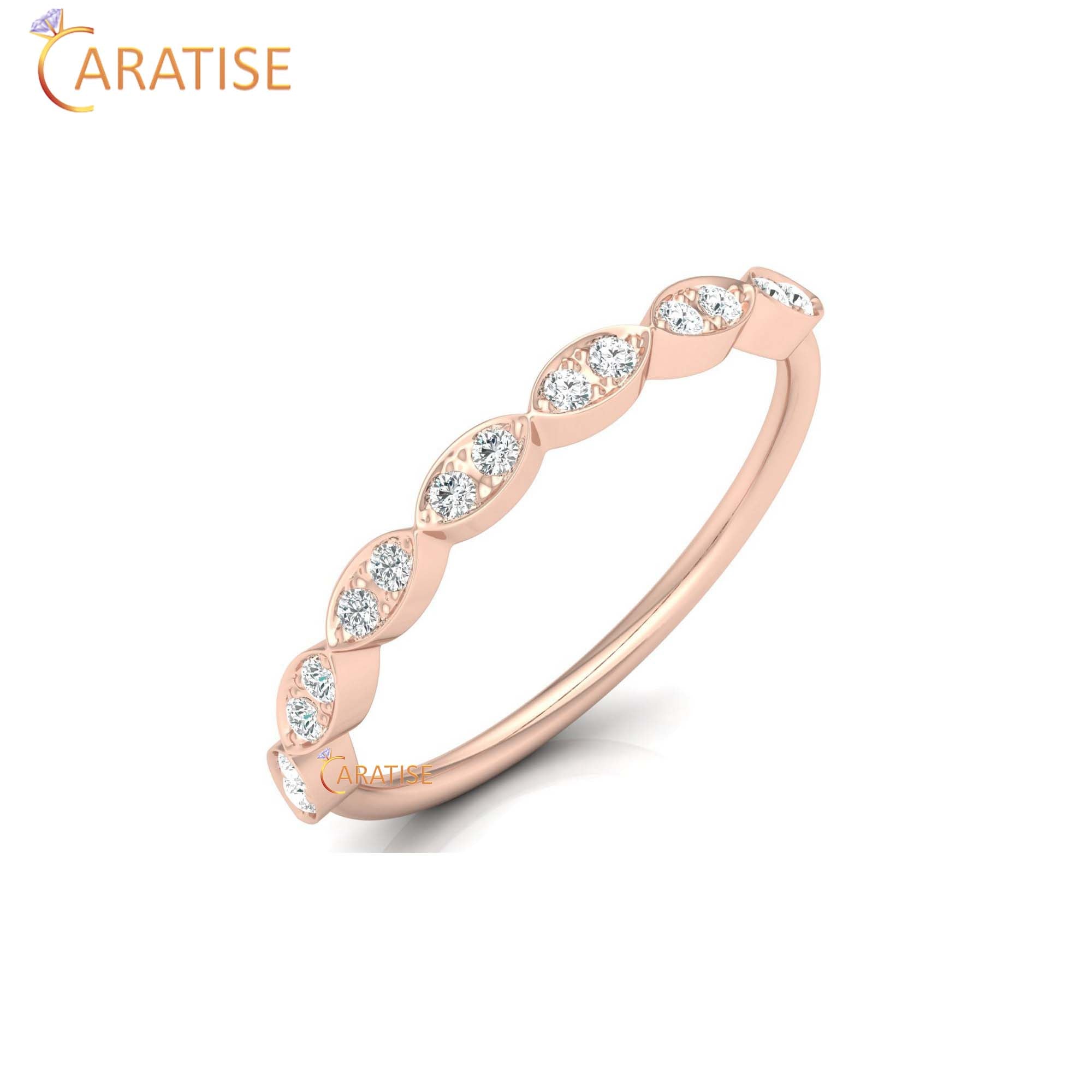 0.08 TDW Round Cut Women's Minimalist Diamond Ring