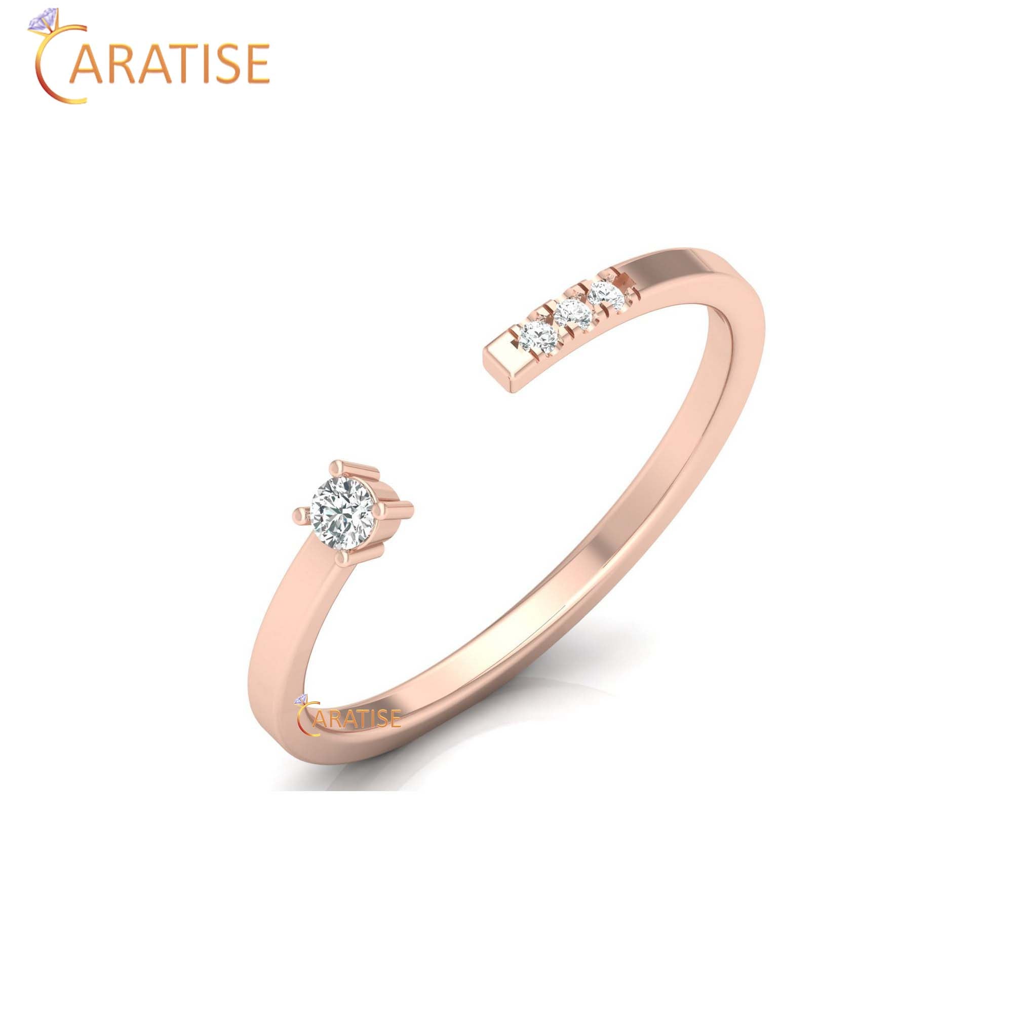 0.06 TDW Round Cut Women's Minimalist Diamond Ring