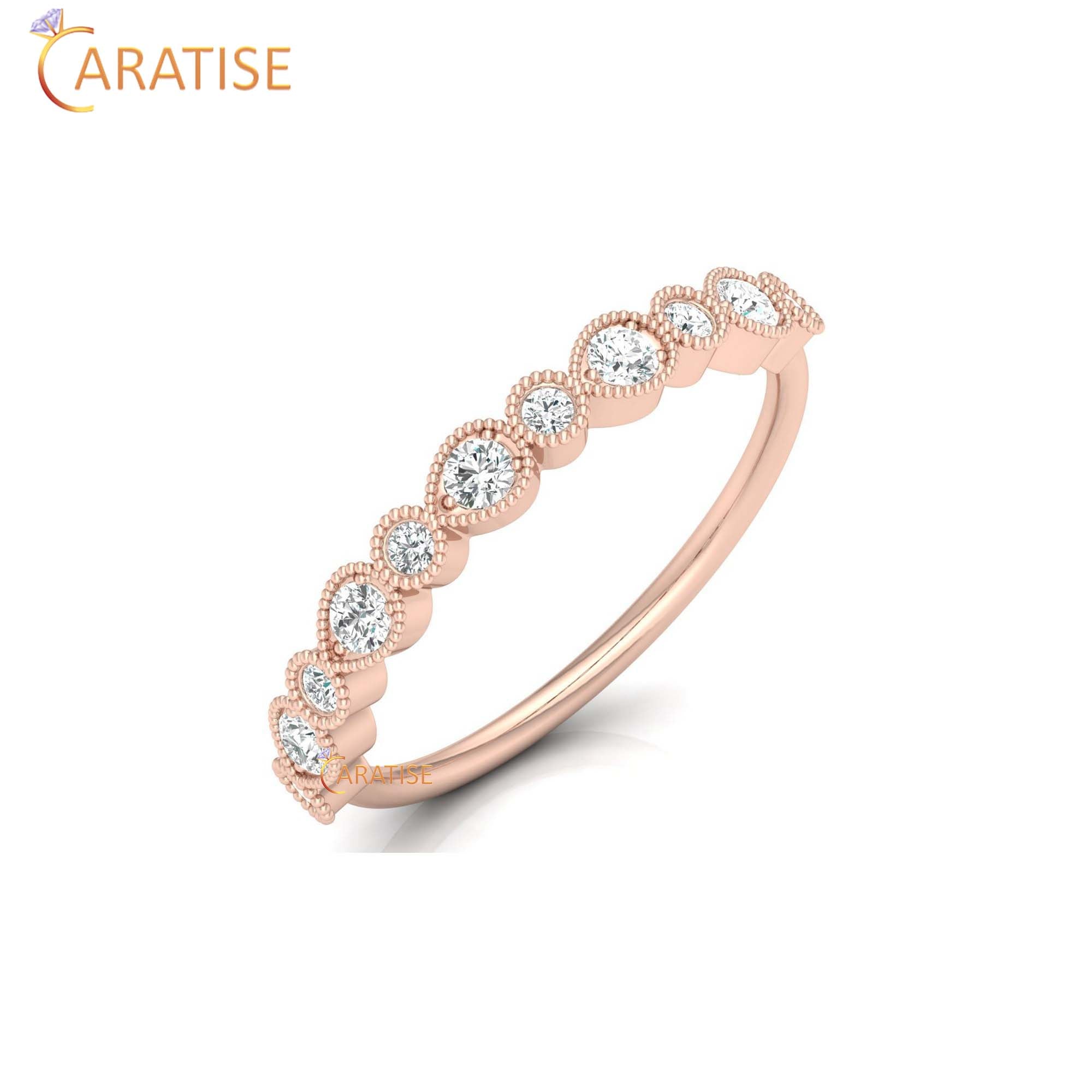 0.29 TDW Round Cut Women's Diamond Minimalist Ring