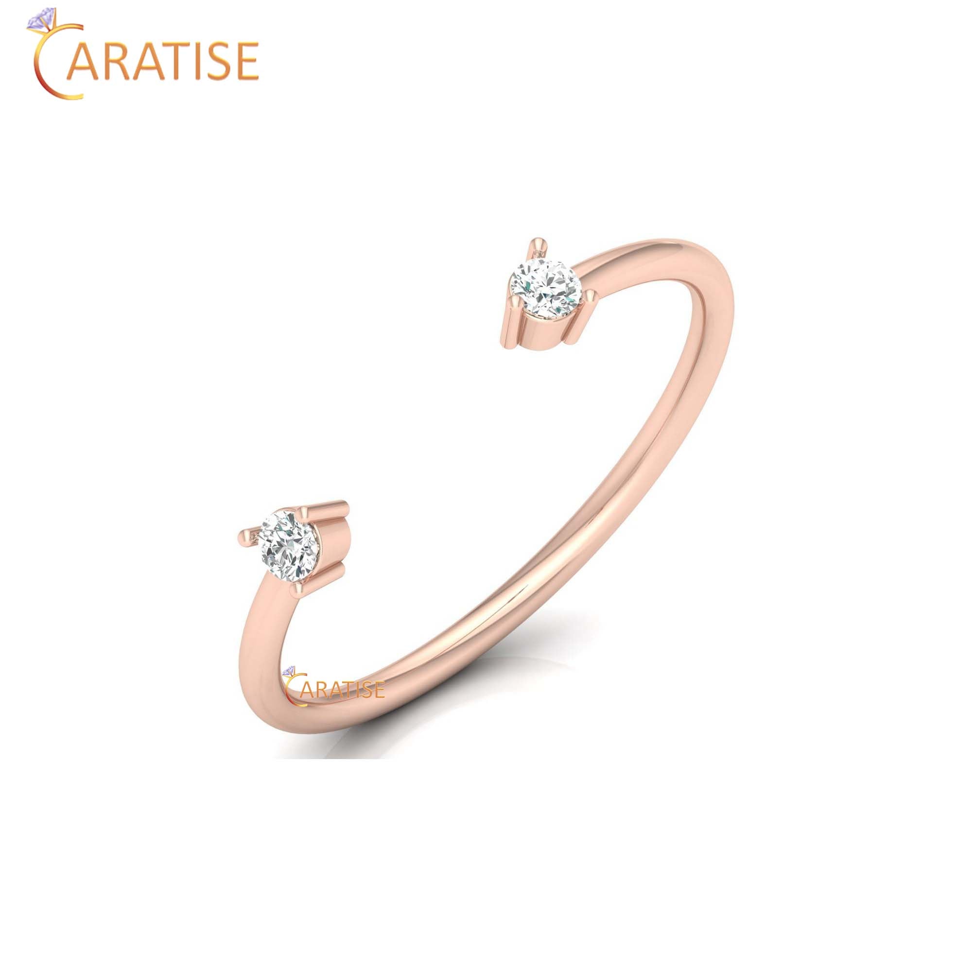 0.08 TDW Round Cut Women's Minimalist Diamond Ring