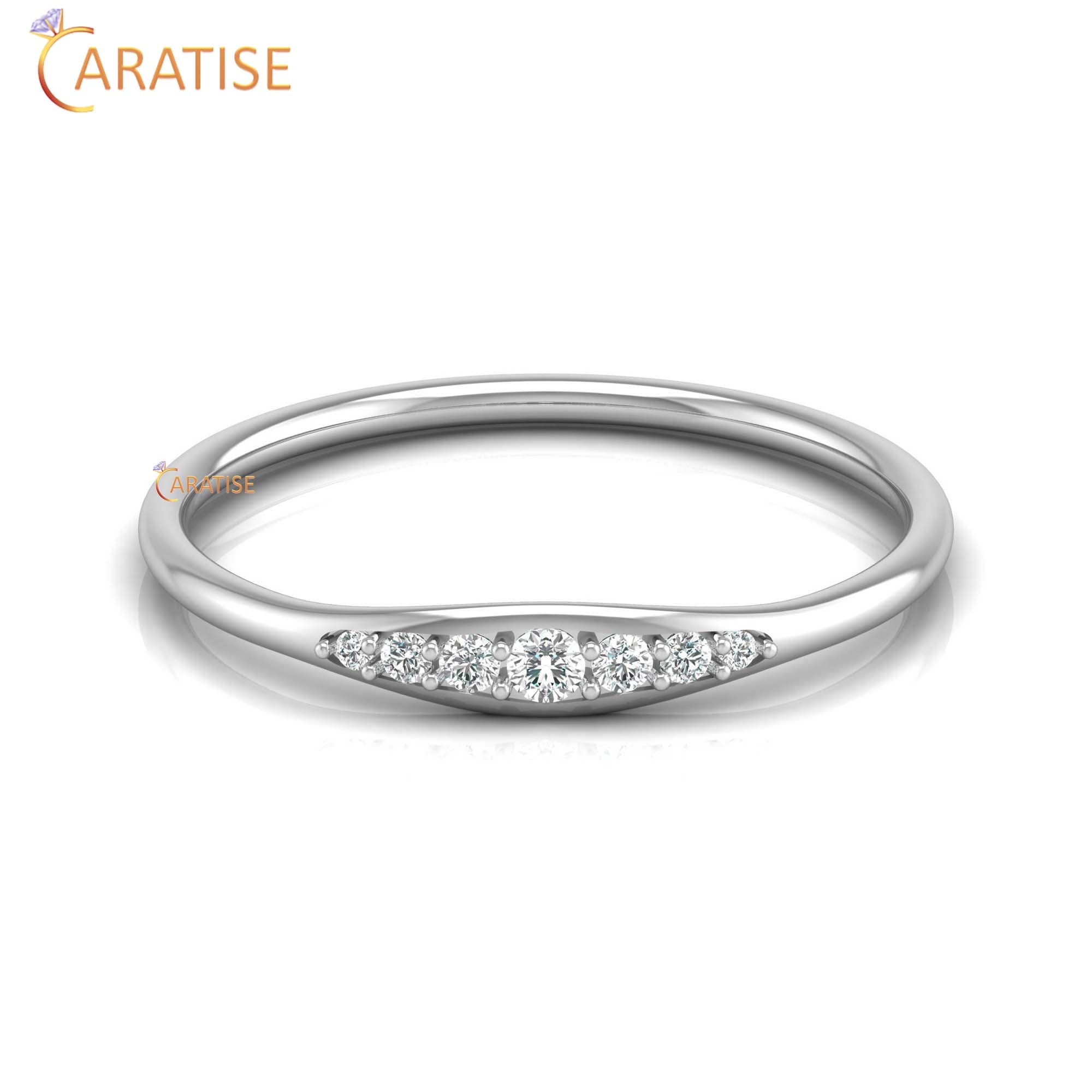 0.07 TDW Round Cut Minimalist Women's Diamond Ring